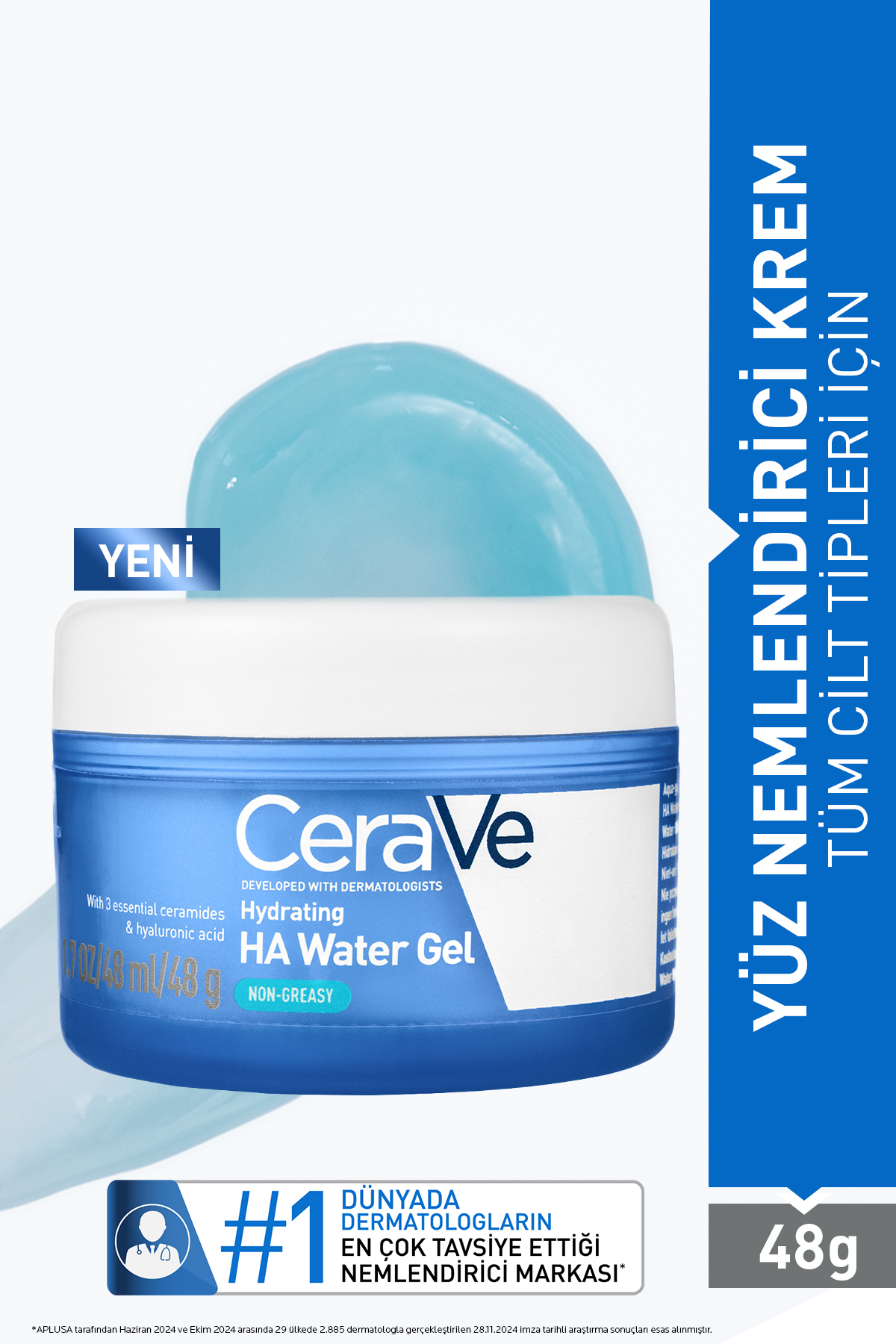 CeraVe HYALÜRONİK ASİT İÇEREN SU BAZLI YÜZ NEMLENDİRİCİ KREM 48GR