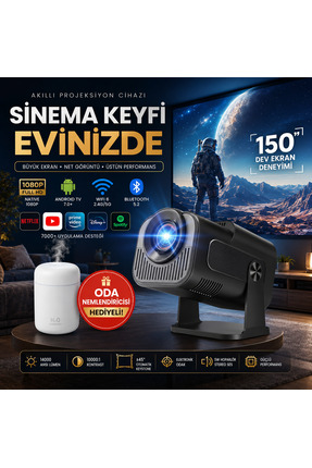 TARÇIN Taşınabilir 4K Destekli Full HD Projektör Oda Nemlendiricisi Hediyeli ...