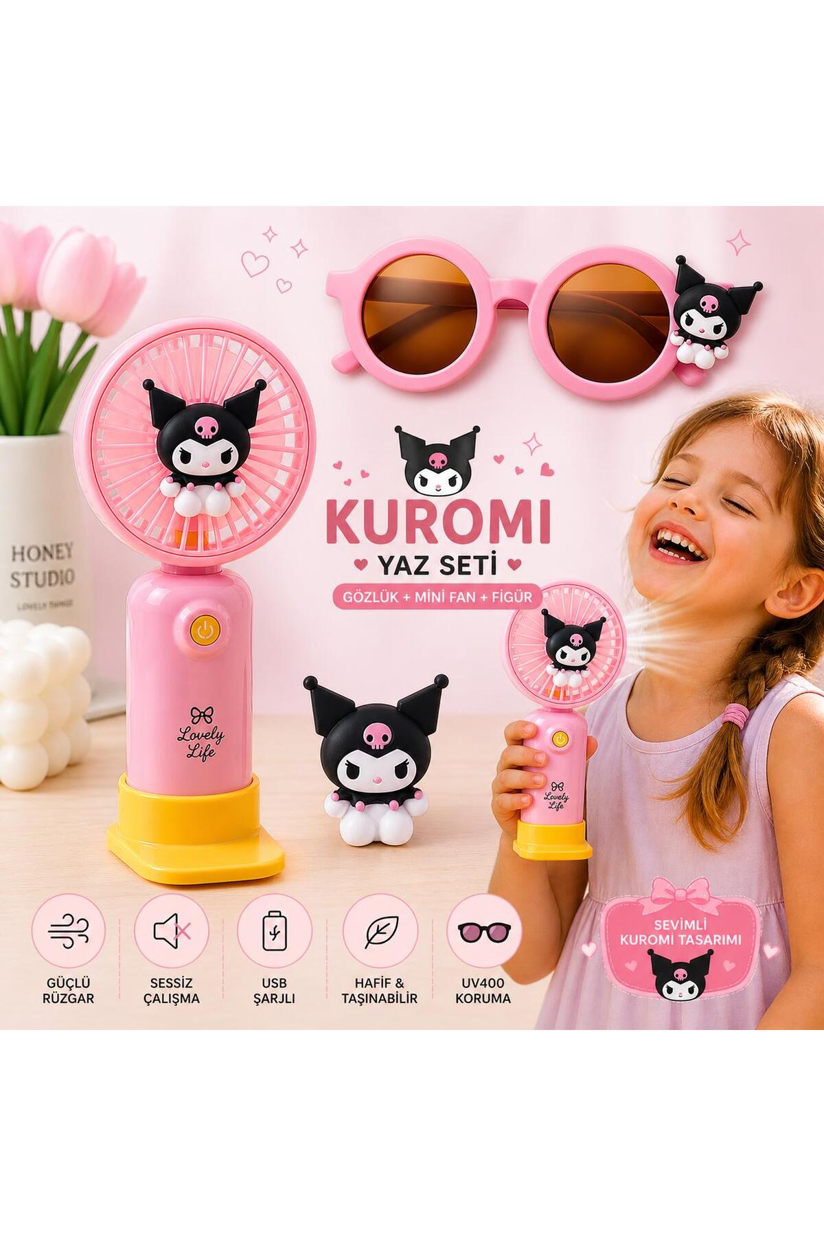 intermax Mini Fan Vantilatör Şarj Edilebilir Pilli - Karışık Renk