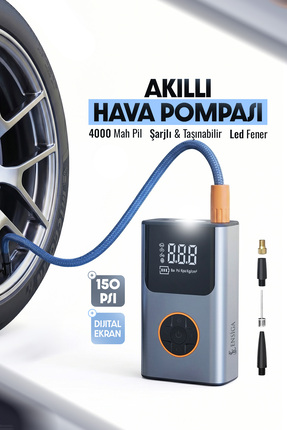 EN SİGA Hava Kompresörü 4000 Mah Şarjlı Taşınabilir Araba Lastik Hava Top Şiş...