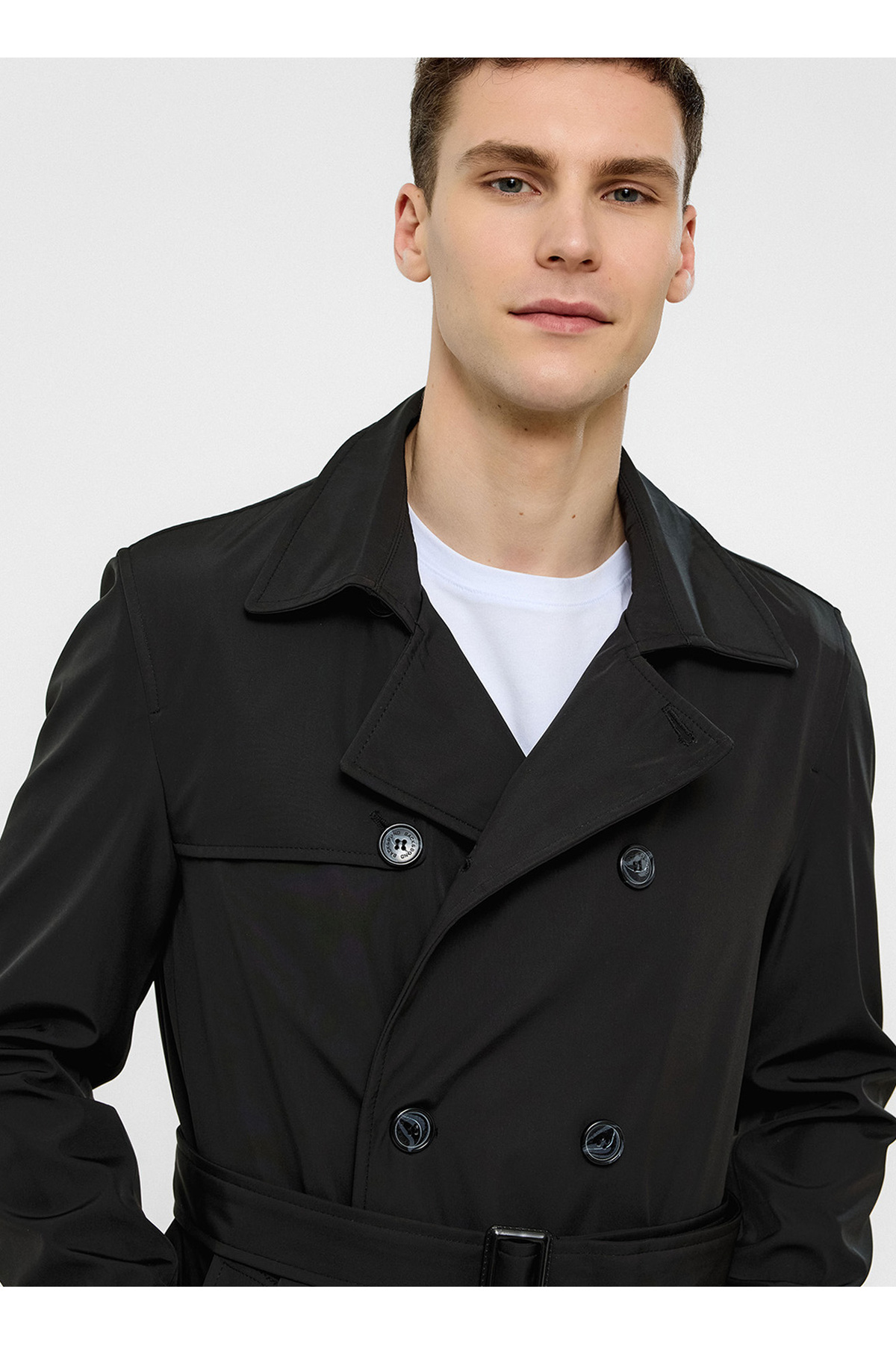 Back And Bond Siyah Regular Fit Trençkot görsel 3