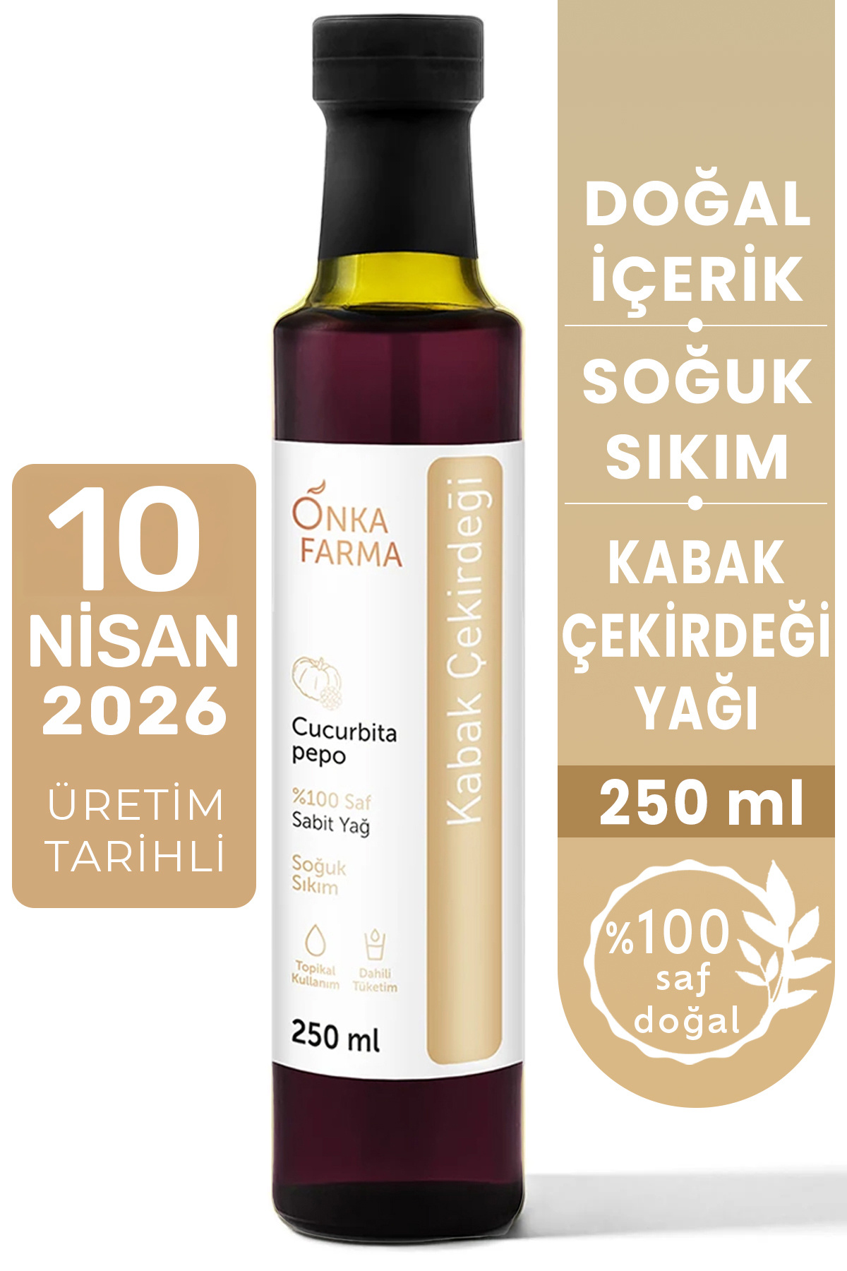 OnkaFarma Onka Farma %100 Saf Kabak Çekirdeği Yağı - Soğuk Sıkım Kabak Çekirdeği Yağı - 250 ml - Fiyatı, Yorumları