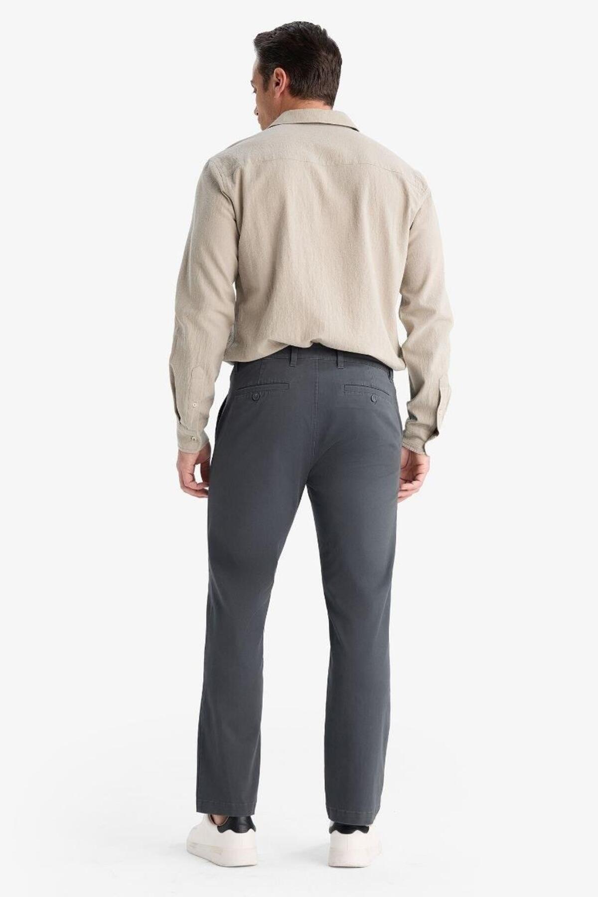 DeFacto Regular Fit Normal Kesim Cepli Düz Paça Chino Pantolon D7349AX25AU görsel 7