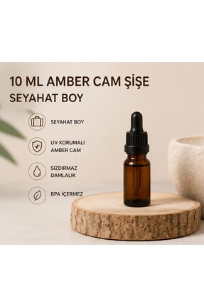 Kozpak 10'lu 10 ml (cc) Seyahat Boy Serum Şişesi Amber Cam Siyah Damlalıklı