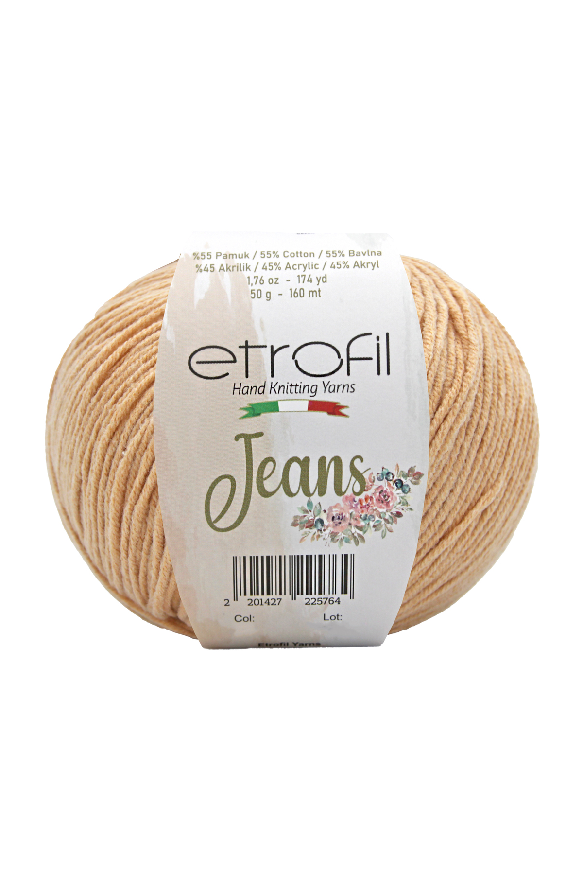 Jeans Knitting Yarn Orange Blossom 55% Cotton 45% Acrylic 50g 160m (005)