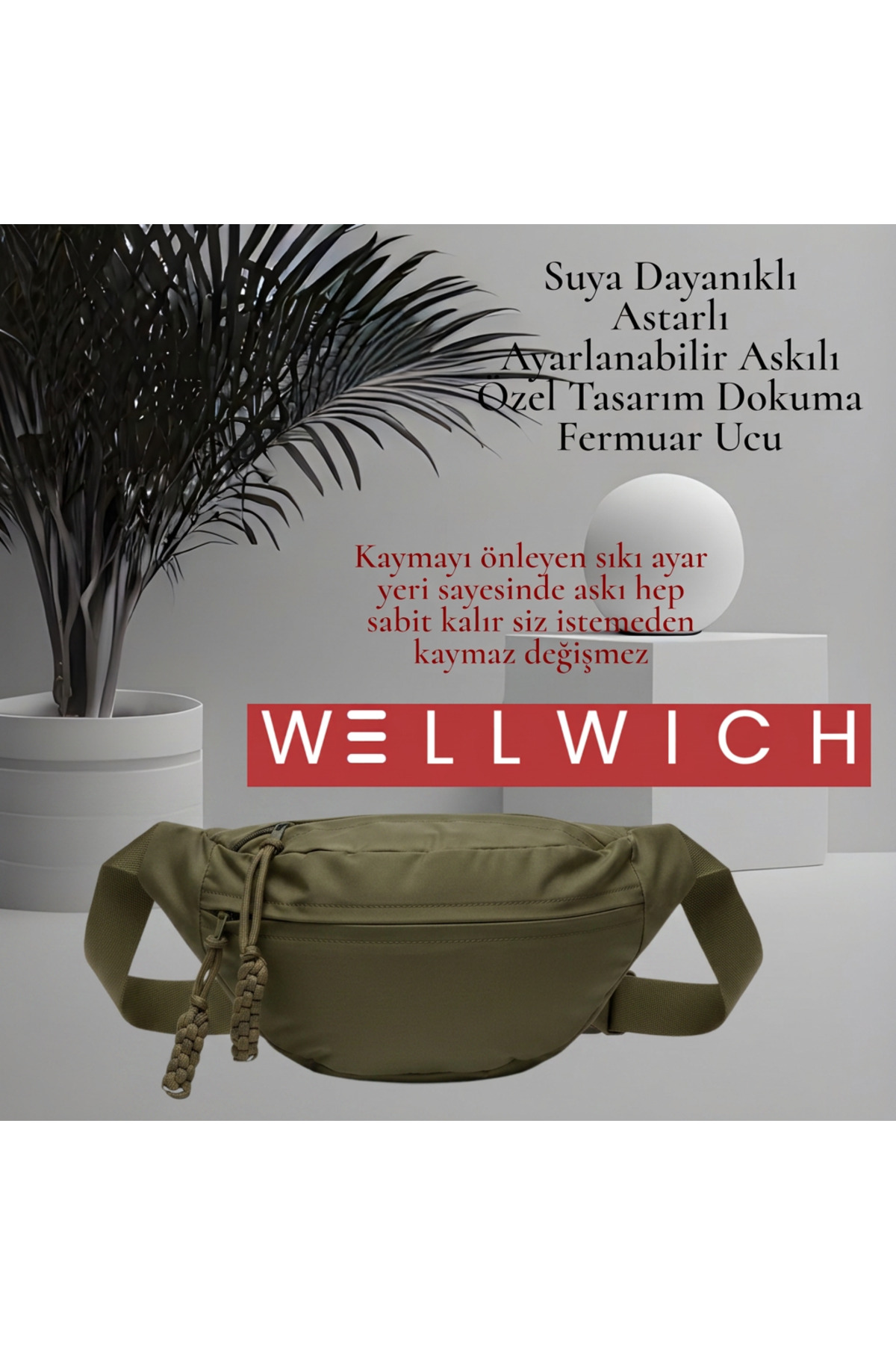 wellwich Haki Renk Çapraz Çanta Bel Çantası Spor Çantası Ultra Hafif Oxford Kumaş Suya Dayanıklı