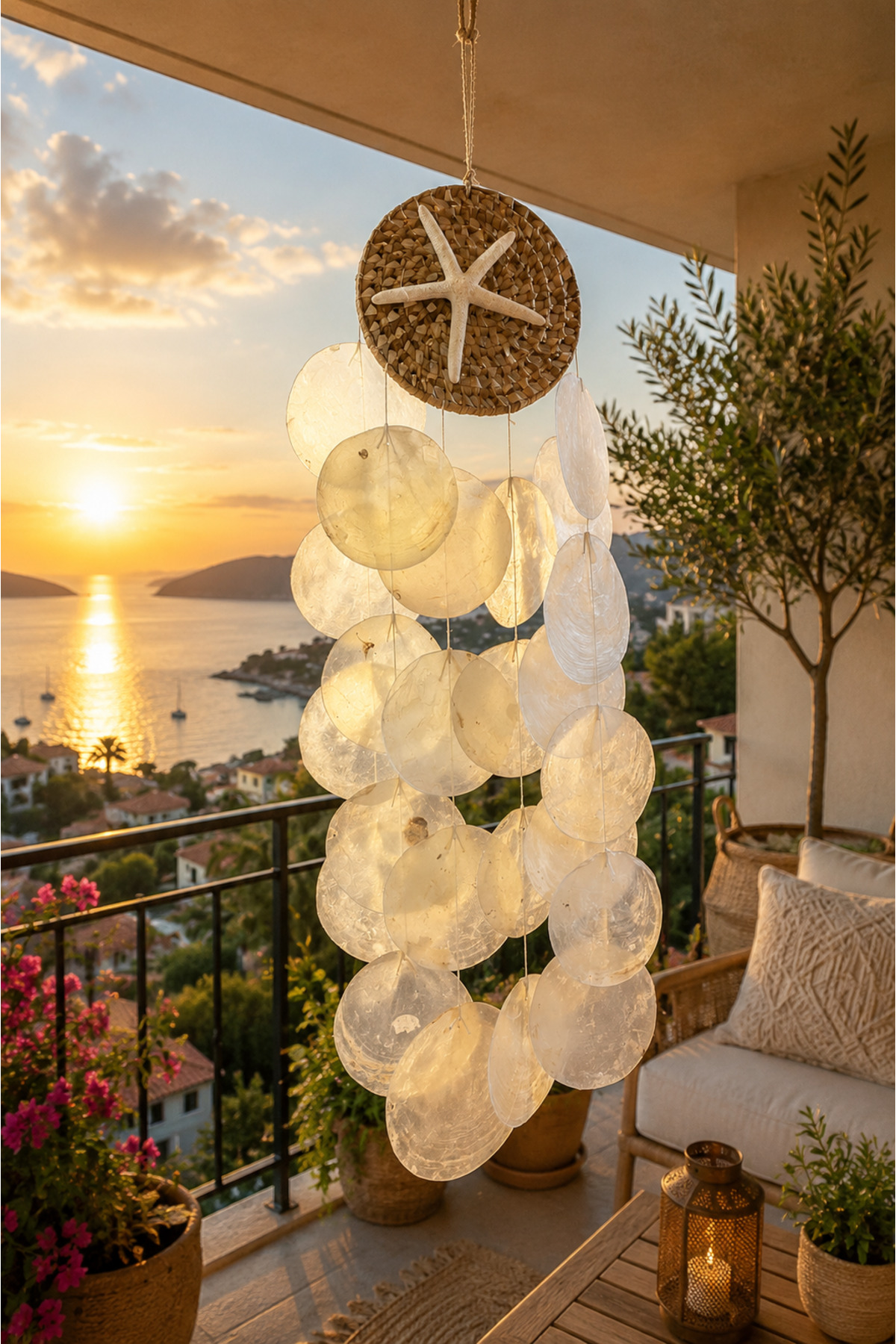 Seashell Wind Bell & Balcony Garden Ceiling Ornament & Natural Seashell