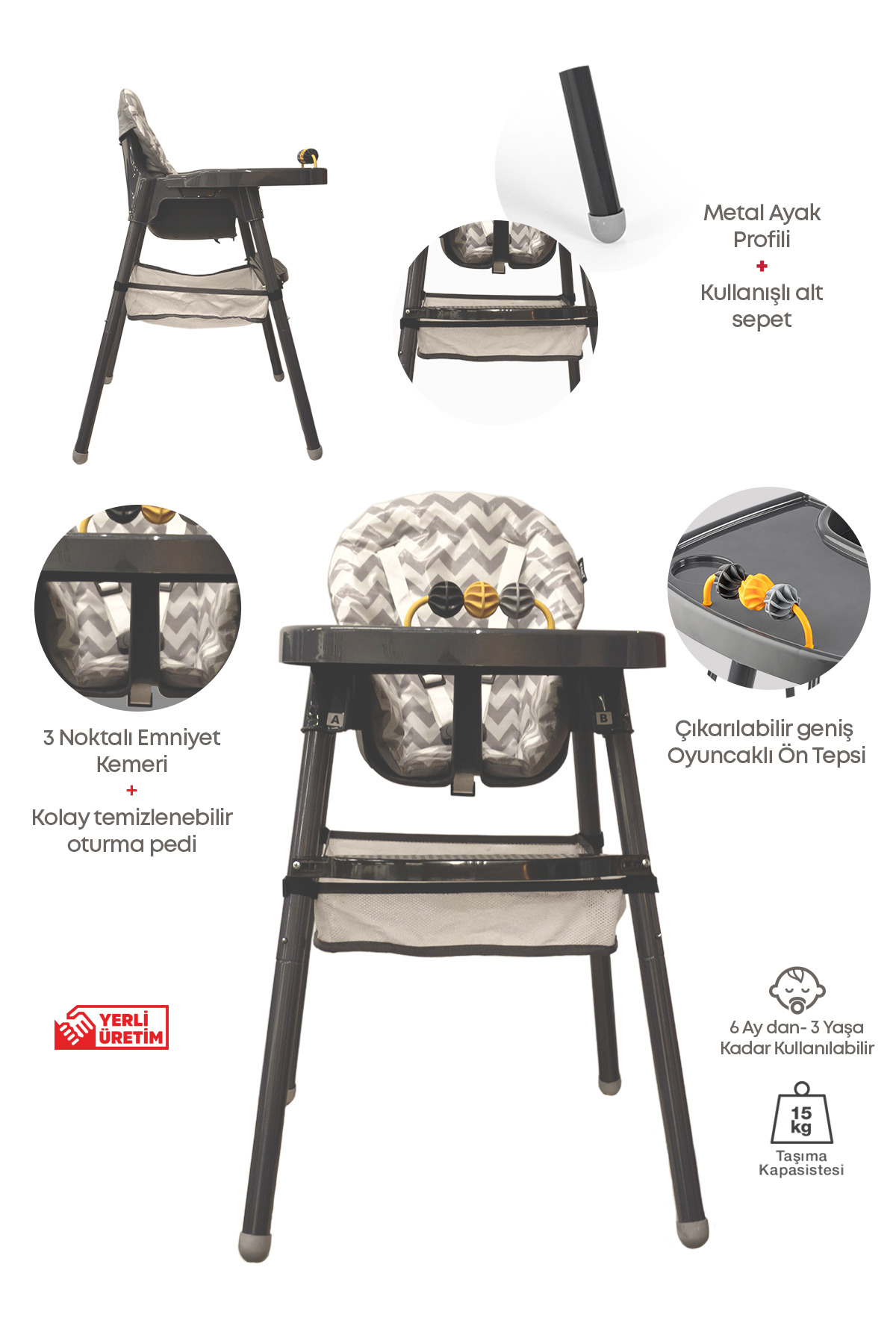 Ultrafix High Chair Grey