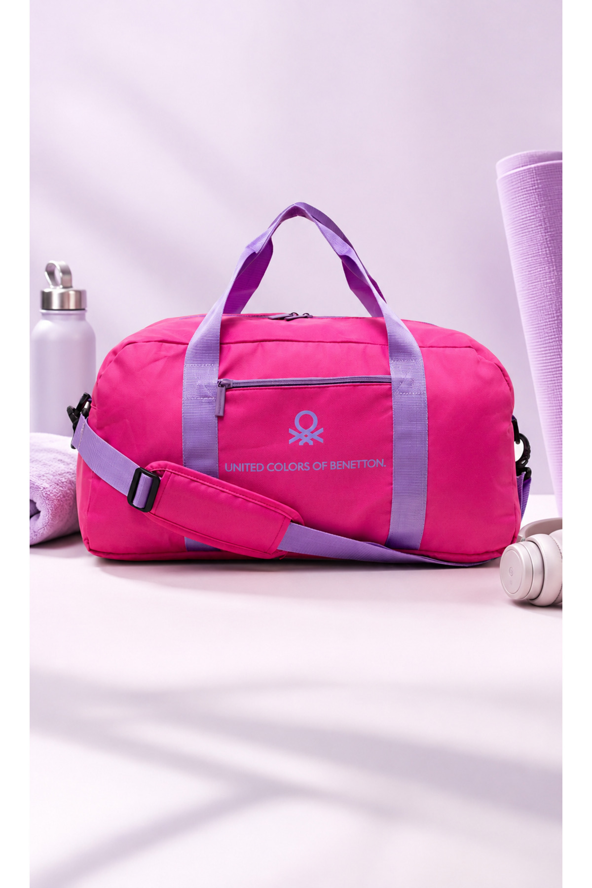 united colours of benetton Pembe Unisex Omuz Askılı Seyahat El Valizi Spor Çantası 21062