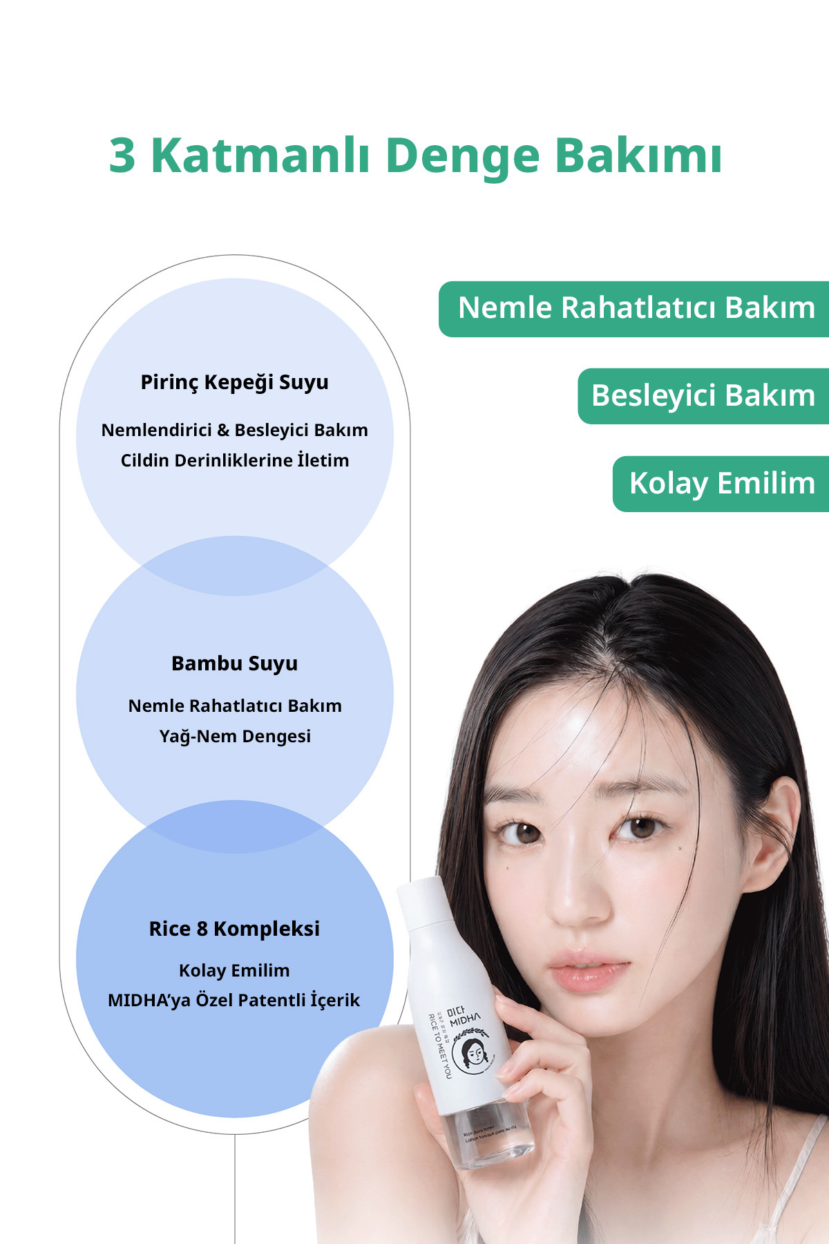 %77 Pirinç Suyu İçeren, Hassas ve Kuru Ciltlere Özel Nemlendirici Tonik Rice Pure Toner — MIDHA004 — تصویر 4 از 9