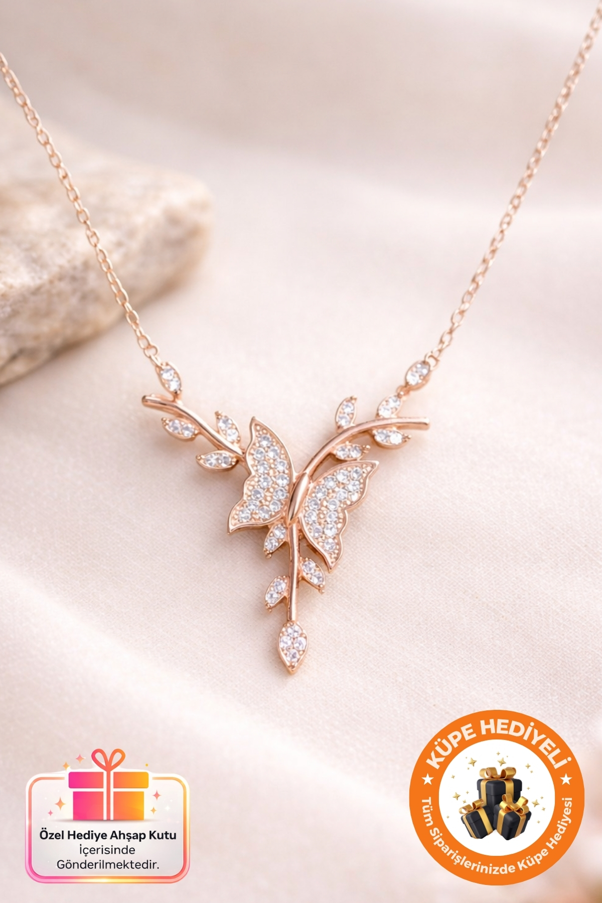 925 Sterling Branch Butterfly Silver Plated Gift Custom Design Butterfly Stylish & Elegant Gemstone Necklace