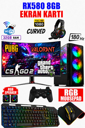 DMC N285 Windows 11 Ryzen 7 5700 32GB RAM 1TB SSD 8GB RX580,24" 180Hz Oyuncu ...