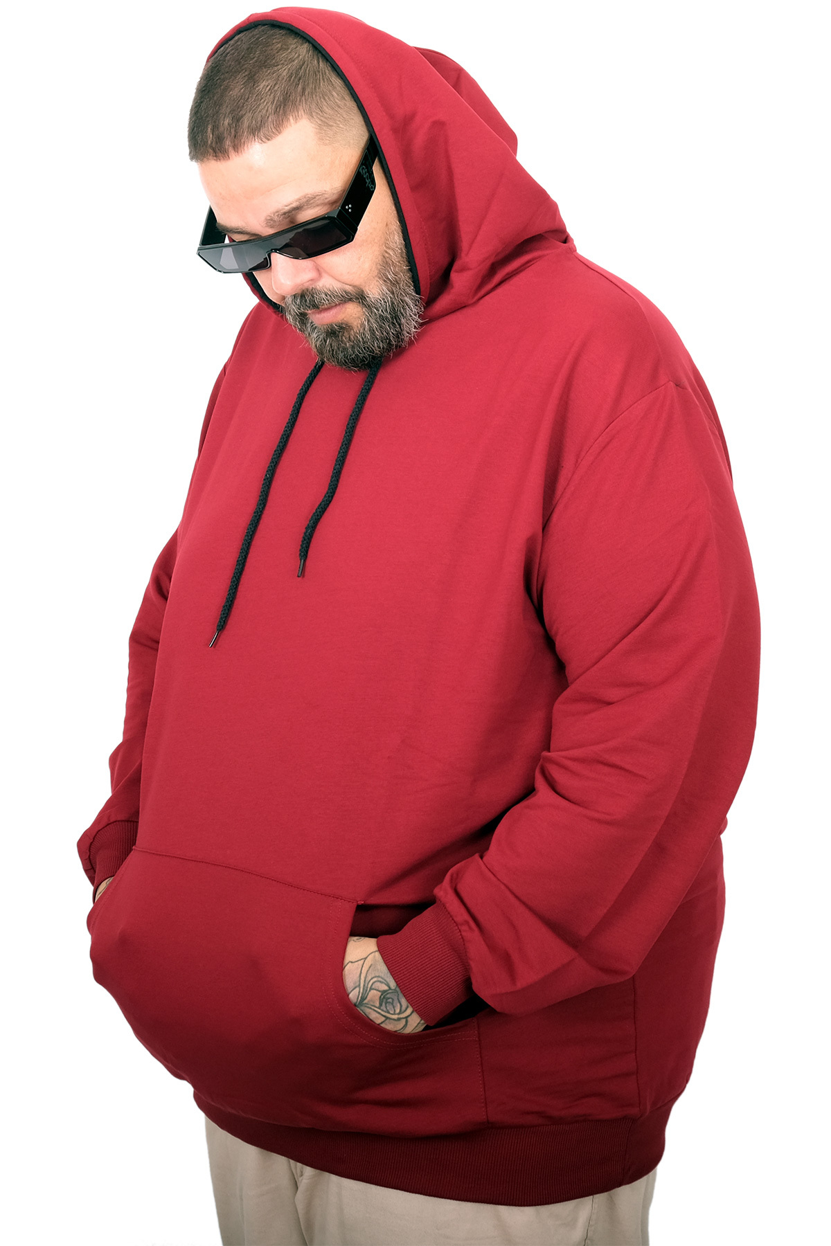 ModeXL Mode XL Büyük Beden Eşofman Üstü 2ip Basic 20569 Bordo görsel 2
