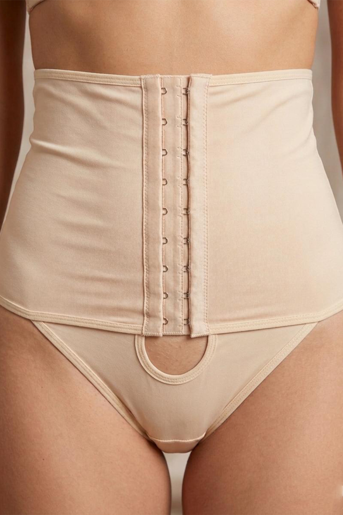 FİT WOMEN Bel Toparlayıcı Önden Agraflı Slip Korse 1053 -Ten