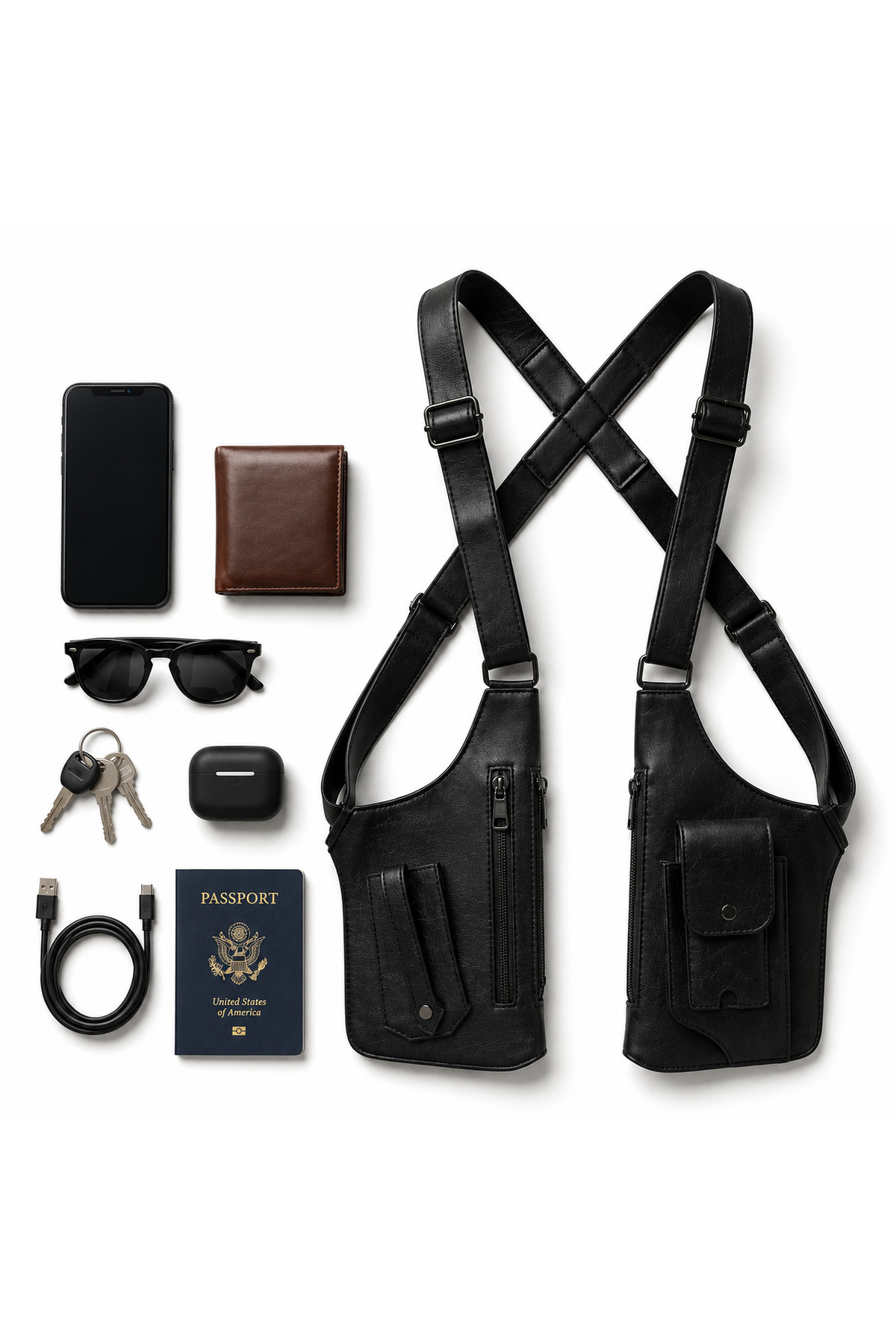 YAMA WEAR Çapraz Askılı Premium Çanta Unisex Su Geçirmez Kadın Erkek Bölmeli görsel 5