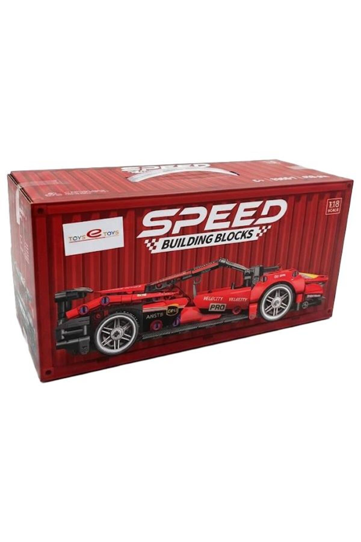 SPEED Toys e Toys Building Blocks 1:18 Ölçek Çek Bırak Kırmızı