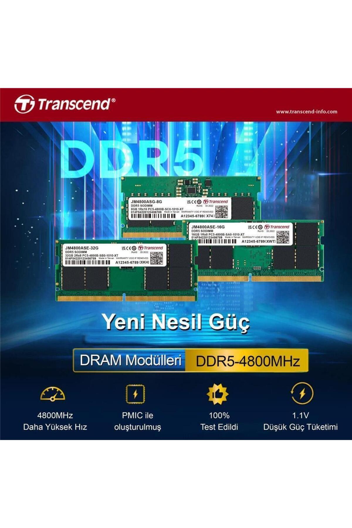 transcend JetRam JM4800ASE-16G 16GB DDR5 4800MHz CL40 Notebook