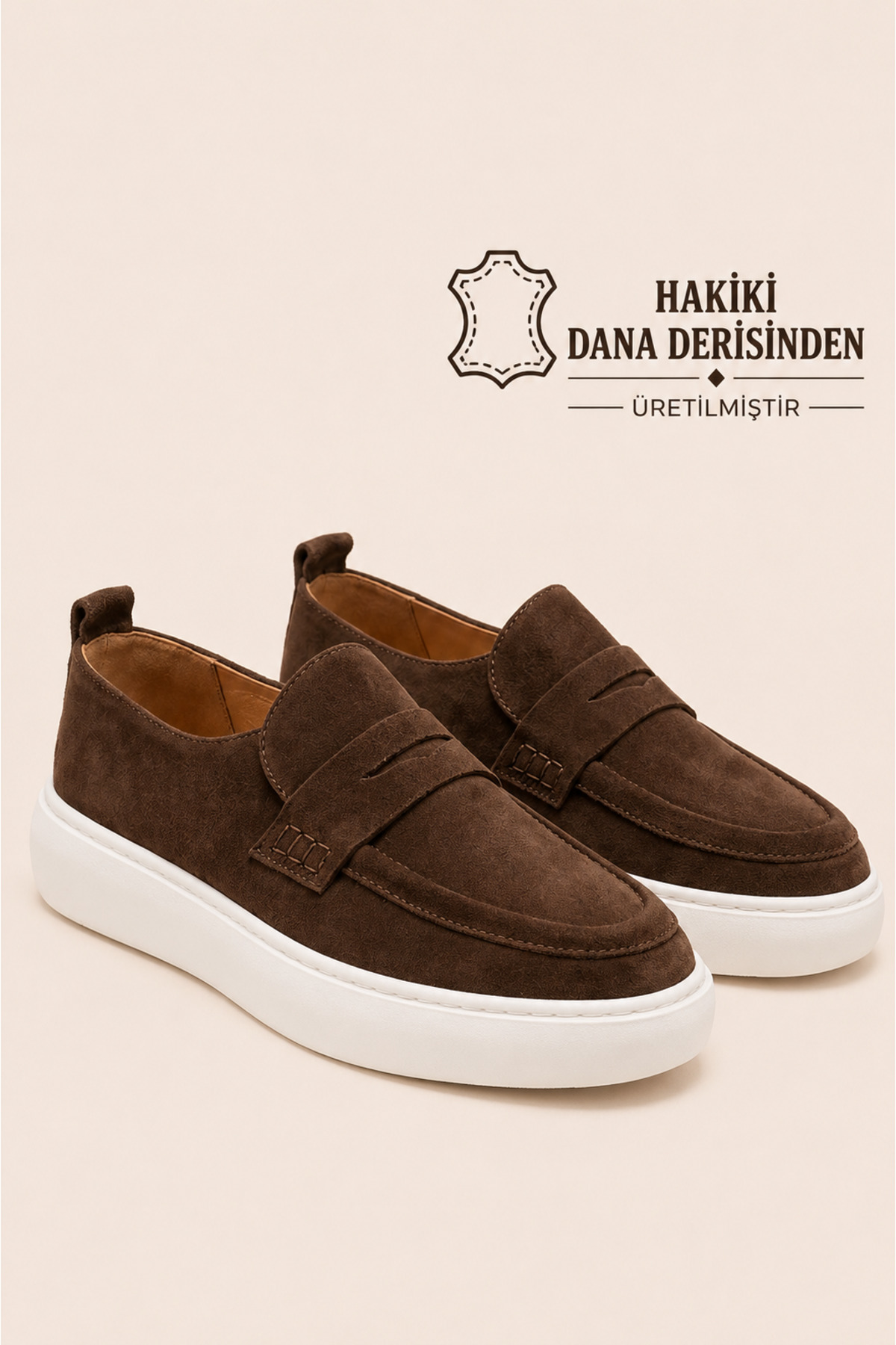 VARNAS Erkek Kahverengi Süet Hakiki Deri Casual Günlük Loafer EVA Taban Ayakkabı, Republic görsel 7