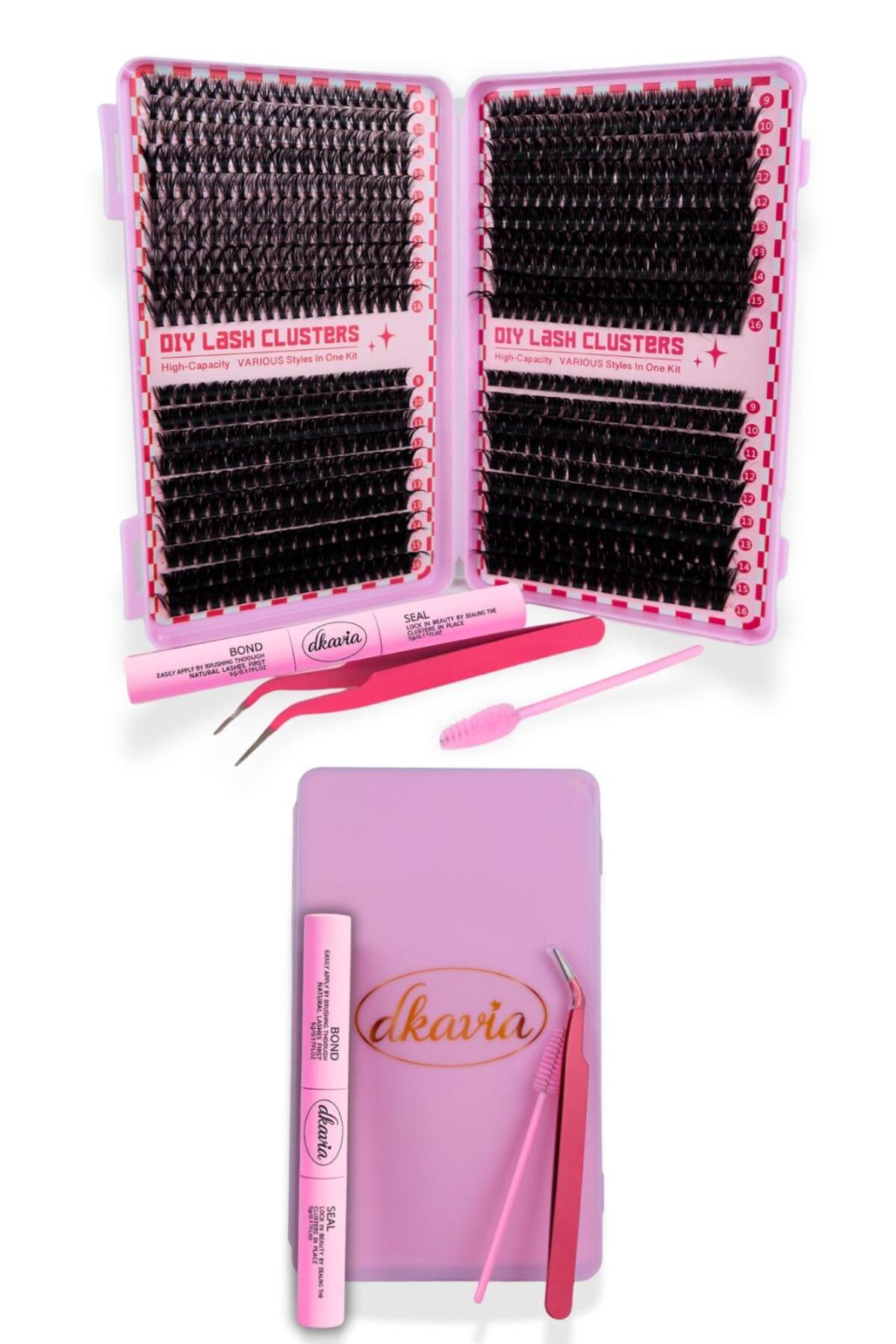 Takma Kirpik Seti 800 Demet Kirpik,Yapıştırıcı, Sabitleyici, Cımbız ve Fırçasıyla ( 30-40-60-80D ) — DK2601 — تصویر 4 از 6