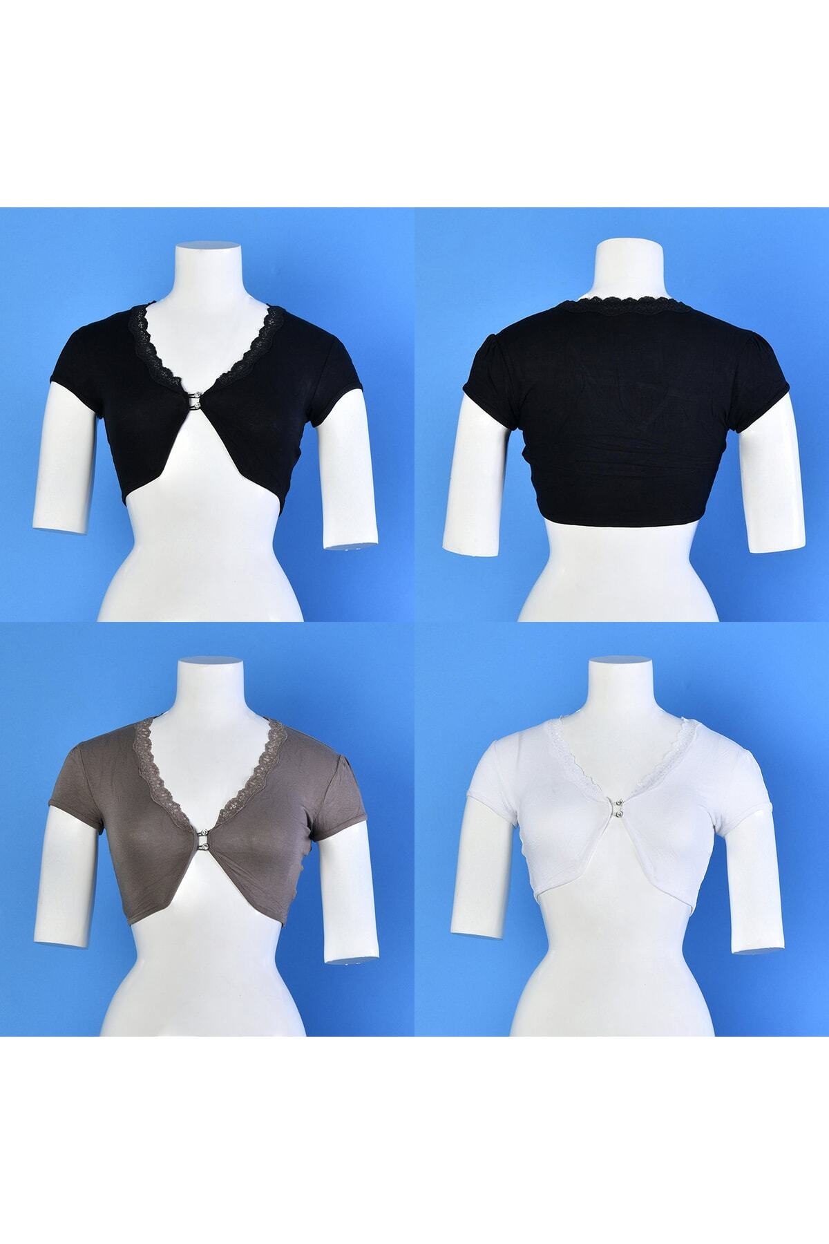 3-Pack Women's Bustier Blouse Black Lead White