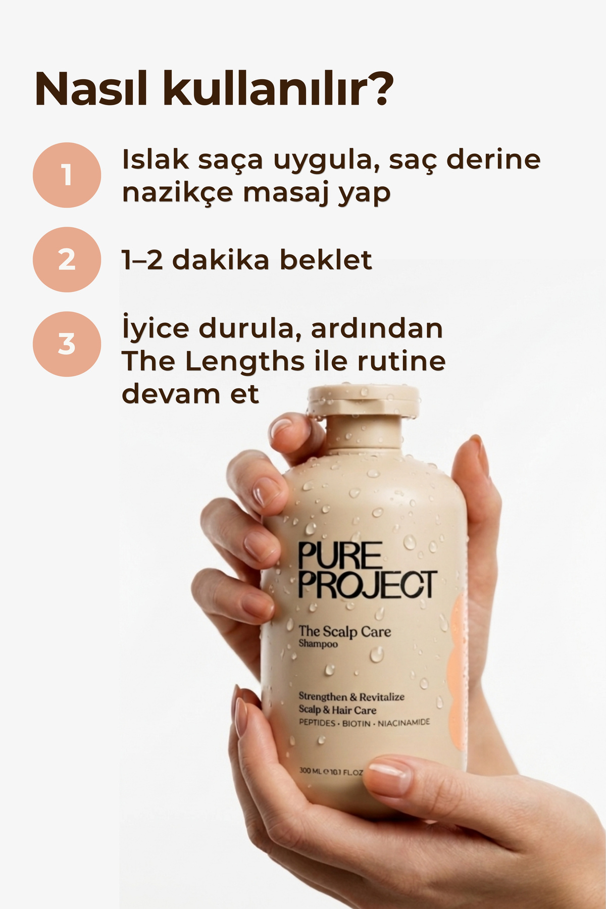 Bitkisel İçerikli Şampuan 300 ml | Peptit & Biotin ile Güçlendirici Bakım — 8682835806242 — تصویر 5 از 6