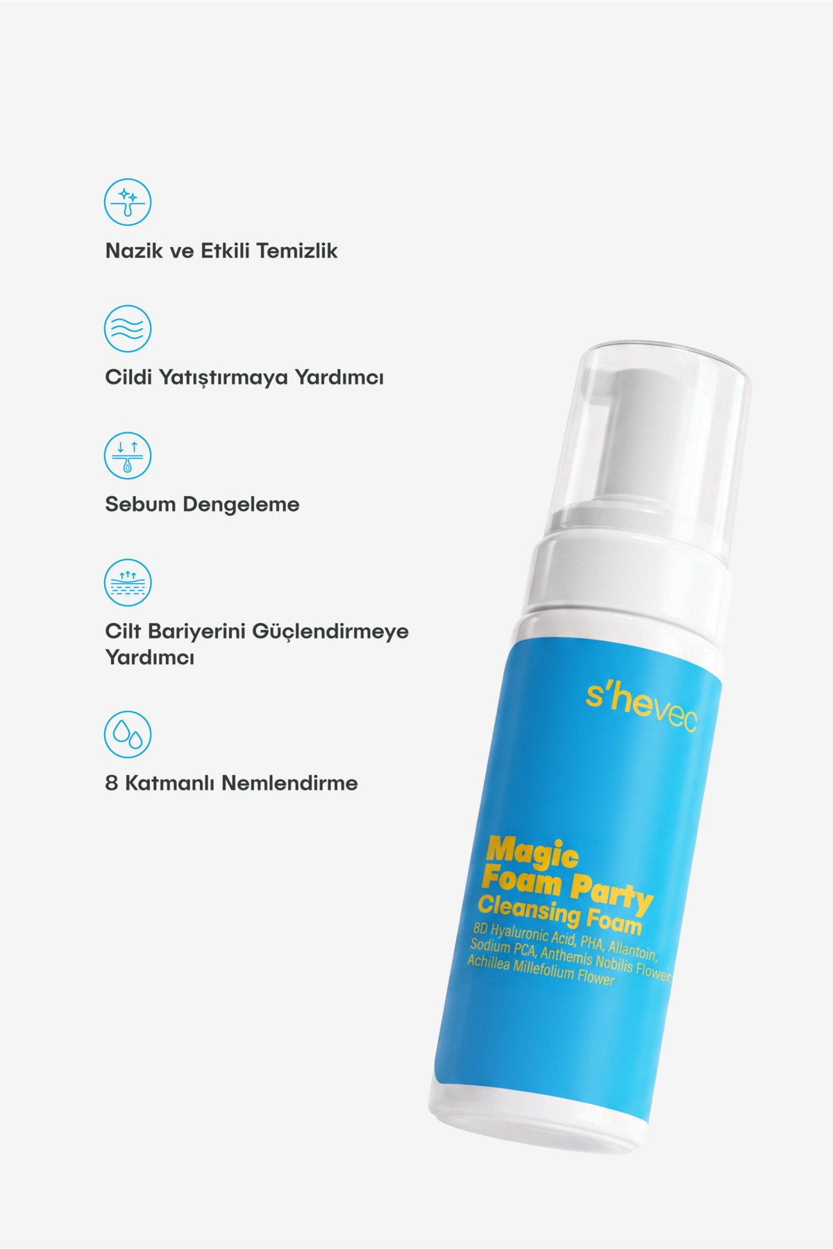 Temizleyici, Nemlendirici ve Yatıştırıcı Vegan Yüz Temizleme Köpüğü 150 ml Magic Foam Party — SH-2114 — تصویر 4 از 4
