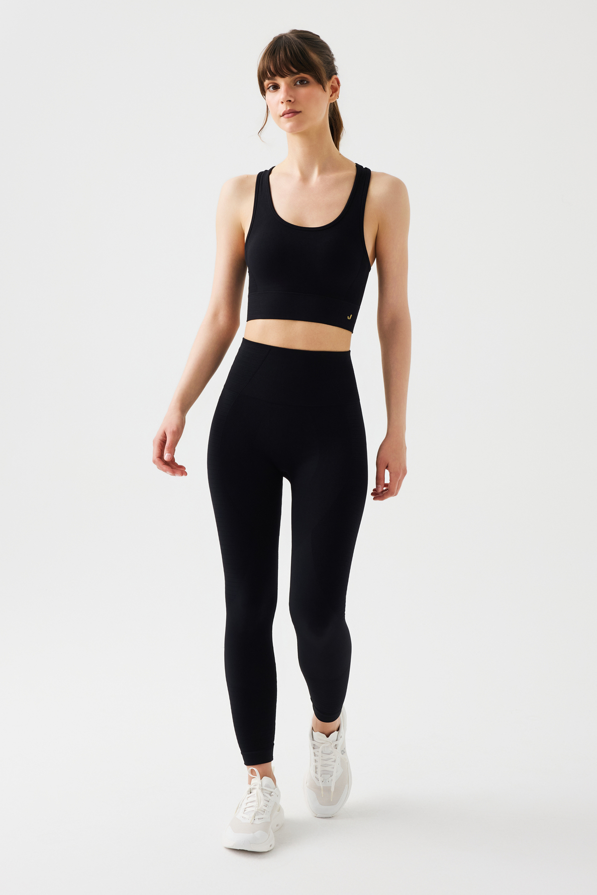 Gela High Waist, Stretchy and Gathering Sports Leggings Black