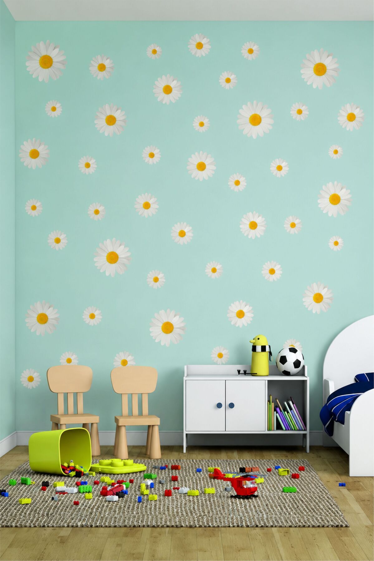 Daisy Glass Living Room Bedroom Kitchen Balcony Home Adhesive Wall Ornament Paper Sticker Set