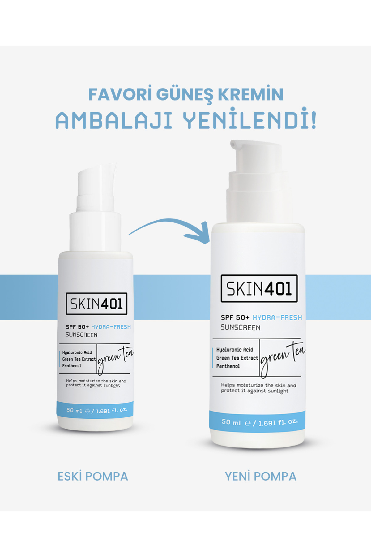 SPF 50+ Hyalüronik Asit + Aloe Vera Nemlendirici Yüz Güneş Kremi 50 ml – Hafif Yapılı, Beyaz İz Bırakmayan — Skin401-301 — تصویر 2 از 8