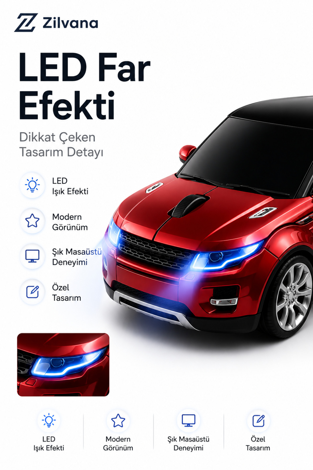 ماوس اپتیکال بی‌سیم 2.4G طراحی شده با مدل SUV - قرمز