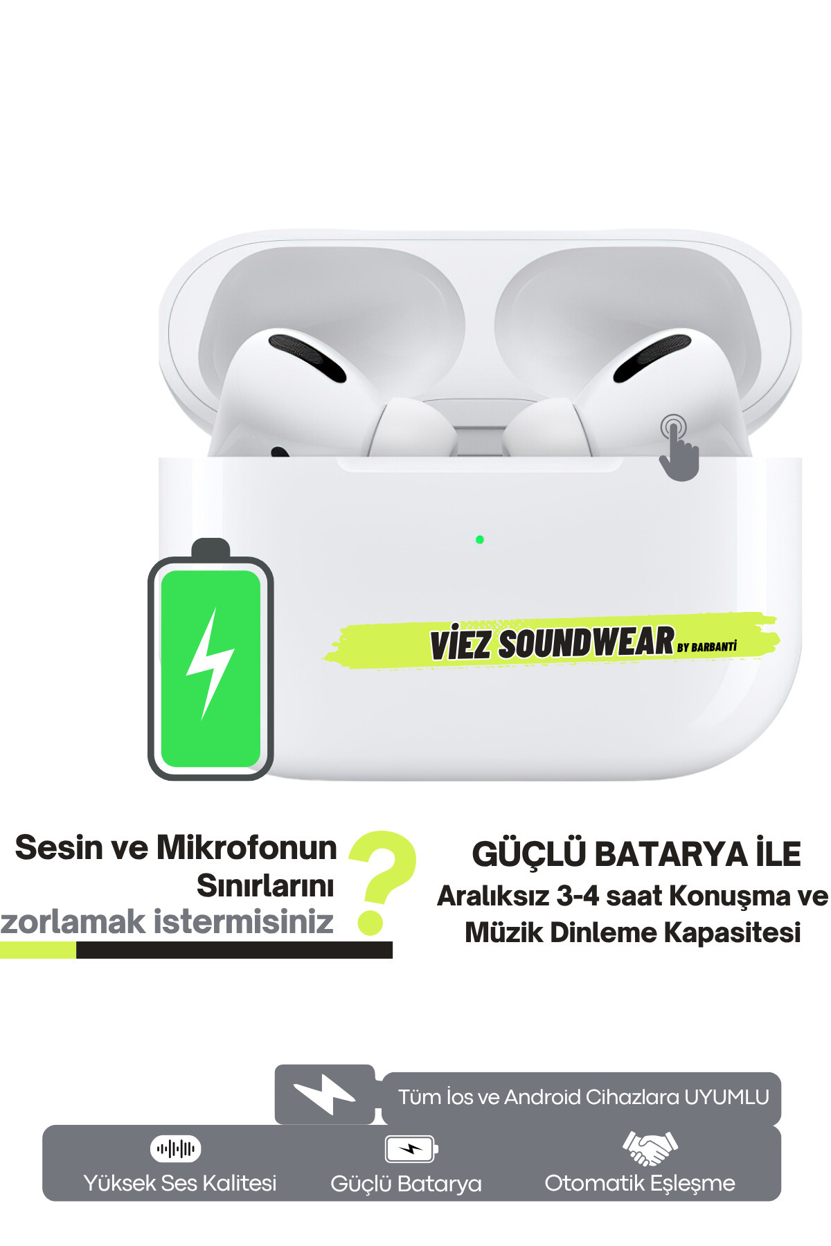 Viez Soundwear Pro Kablosuz Kulakiçi Bluetooth Kulaklık HD Ses Mikrofon