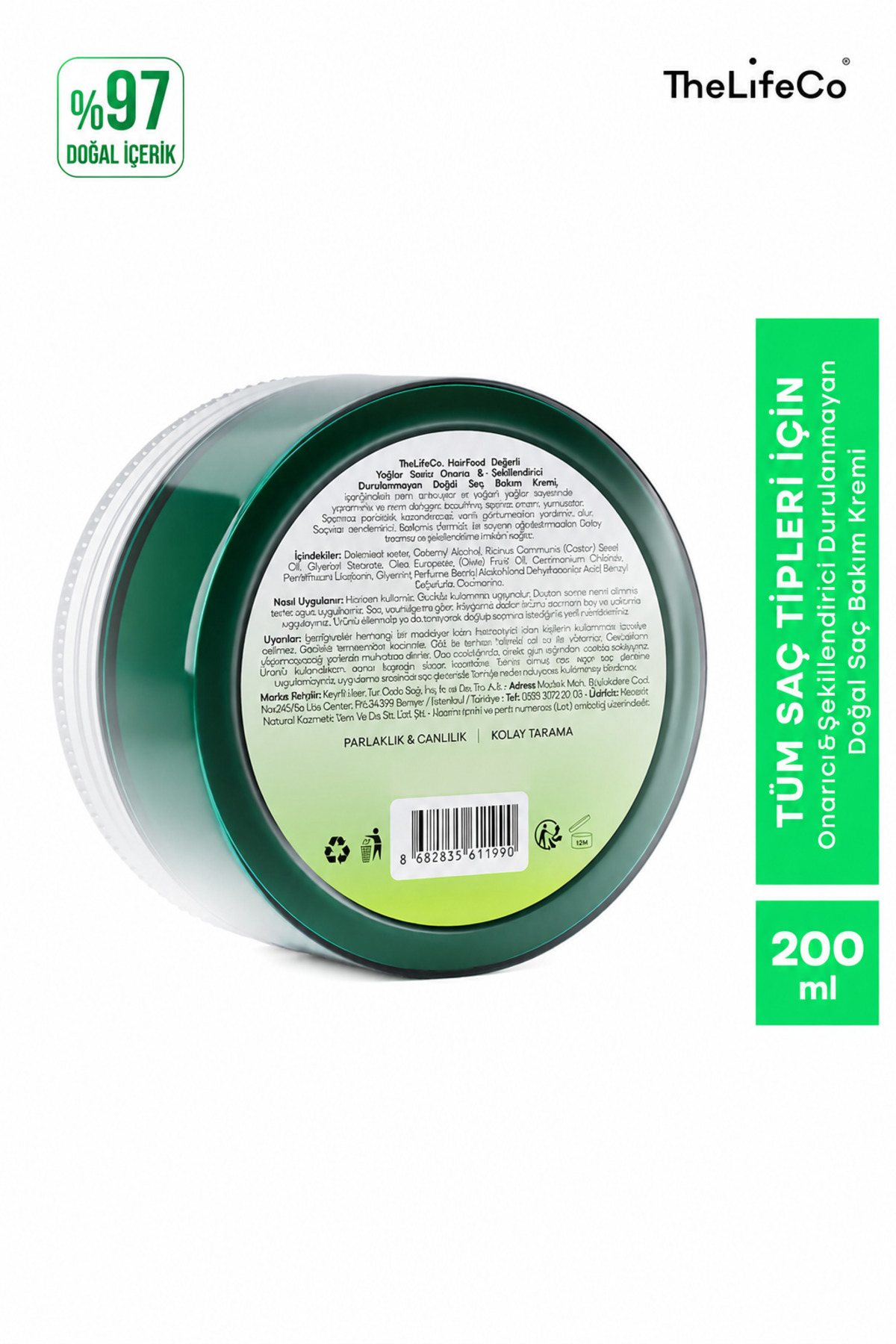 Hairfood Değerli Yağlar Serisi Durulanmayan Doğal Saç Bakım Kremi 200 Ml — 11-232 — تصویر 6 از 6