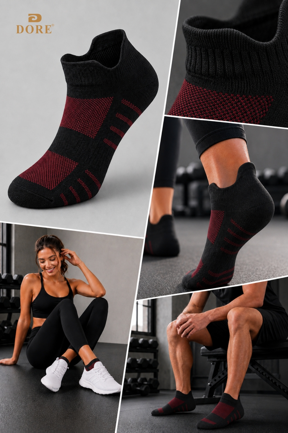 Dore Orijinal 3 Çift Unisex Kulaklı Ayakkabı Arkasını Vurmayan Konfor Modeli Ter Emici Nefes Alan 4 Mevsim Kullanım Özel Tasarım Bilek Boy Premium Pamuklu Günlük 3'lü Sneaker Spor Ayakkabı Çorabı görsel 2