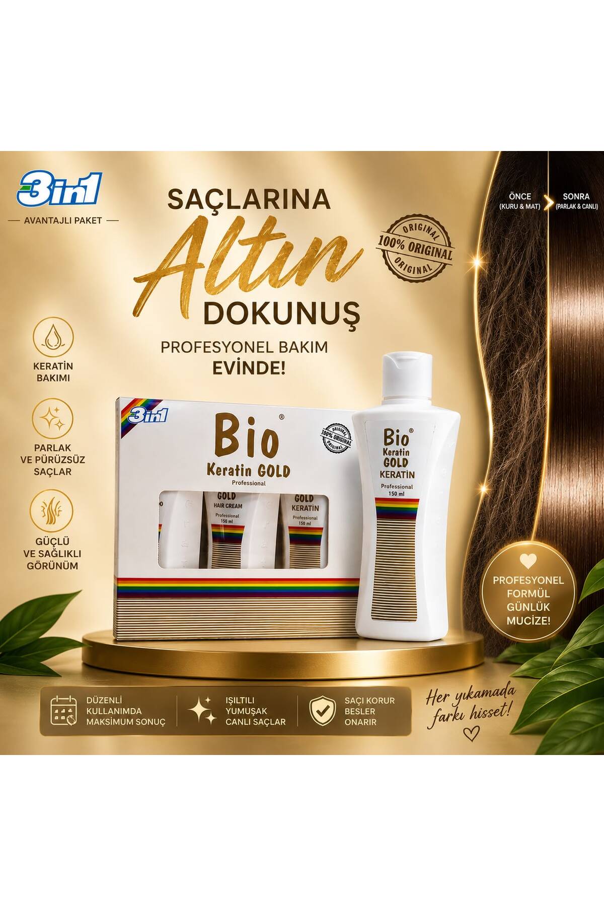 Brezilya Fönü Keratini Mini 3'lü Set 150 ml. — A21 — تصویر 3 از 3