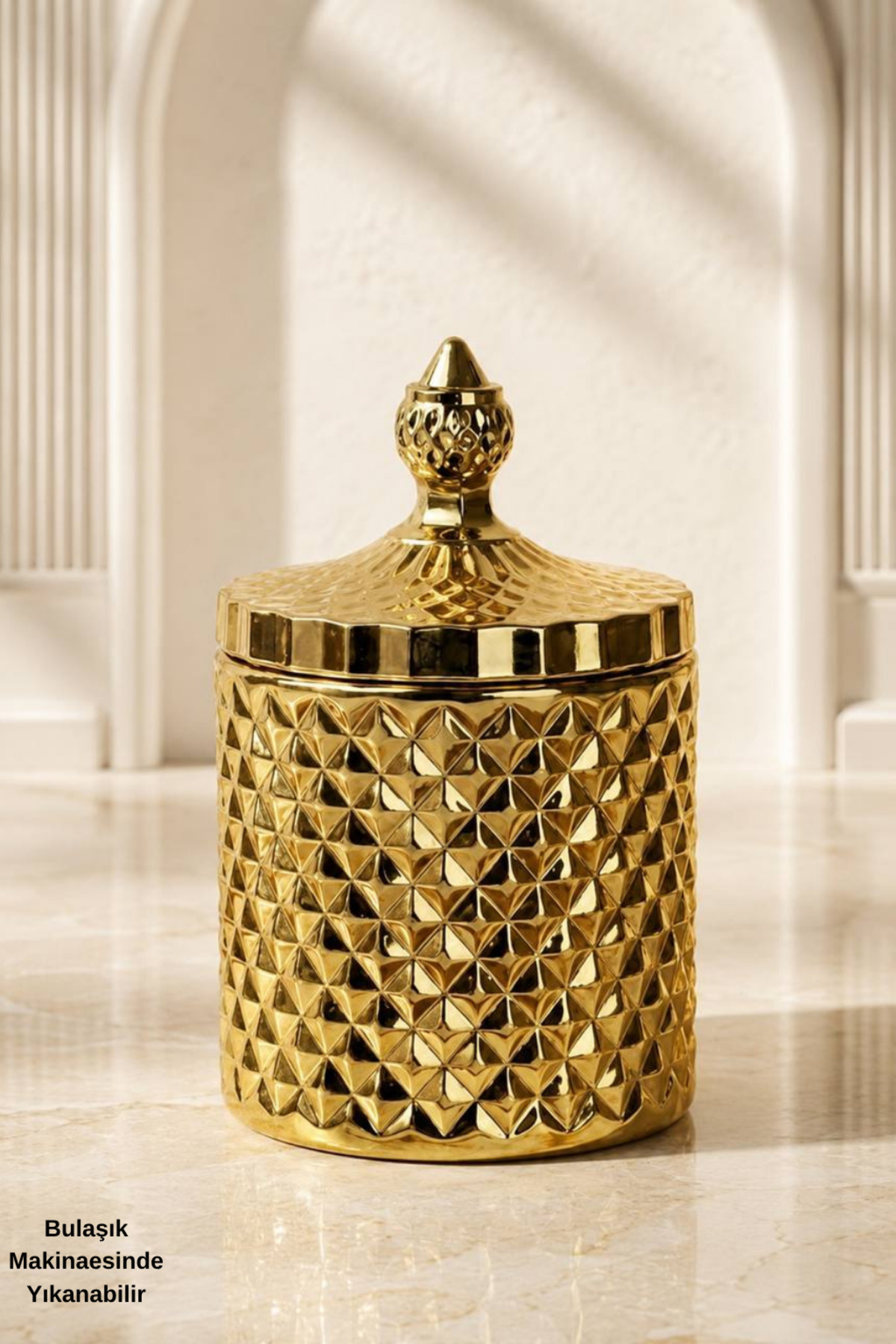 Diamond Series Large Glass Titanium Coating Decorative Jar - Candy ,Gift, Dowry