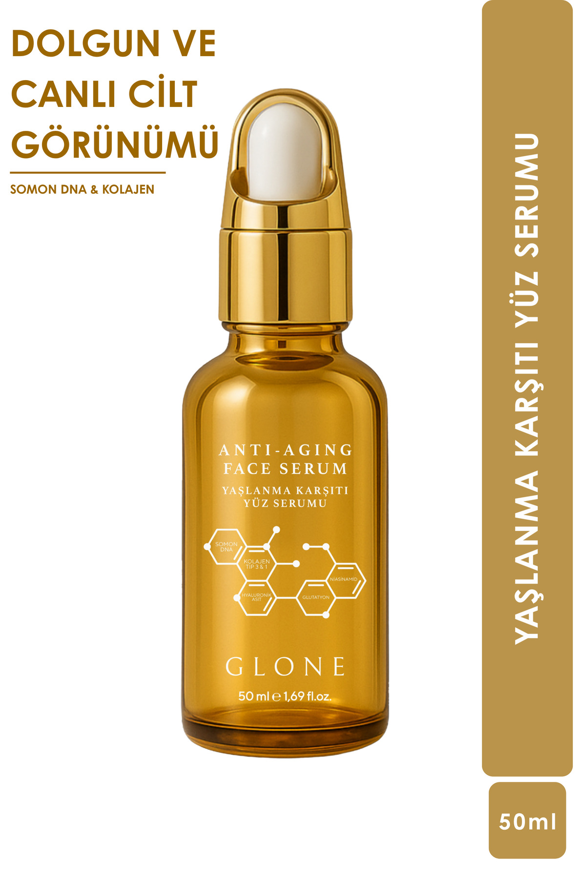 GLONE Anti Aging Yüz Serumu | Yaşlanma Karşıtı Bakım ve Dolgun Cilt Görünümü İçin | Somon DNA & Kolajen | 50 ml — antiagingyüz20