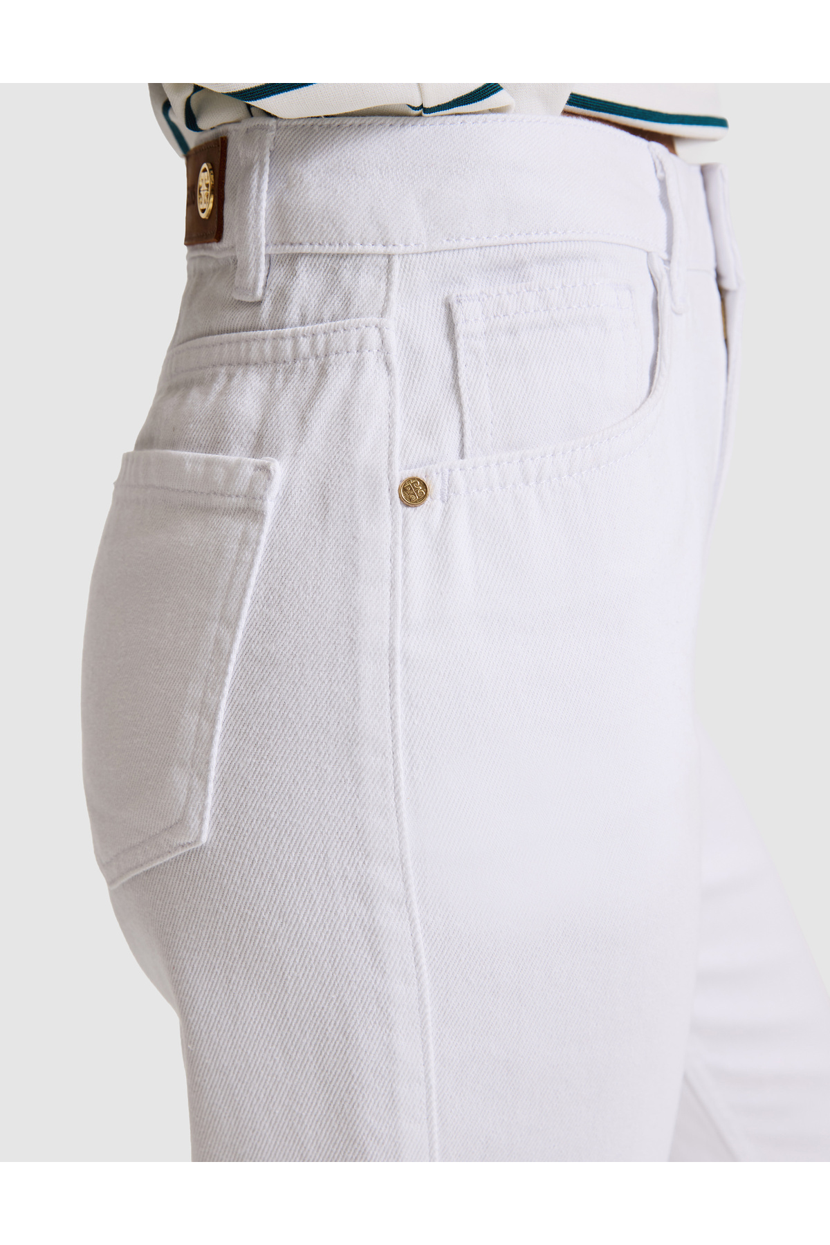 Pierre Cardin Beyaz Mom High Waist Fit Jean Pantolon 50313234-VR013 görsel 6