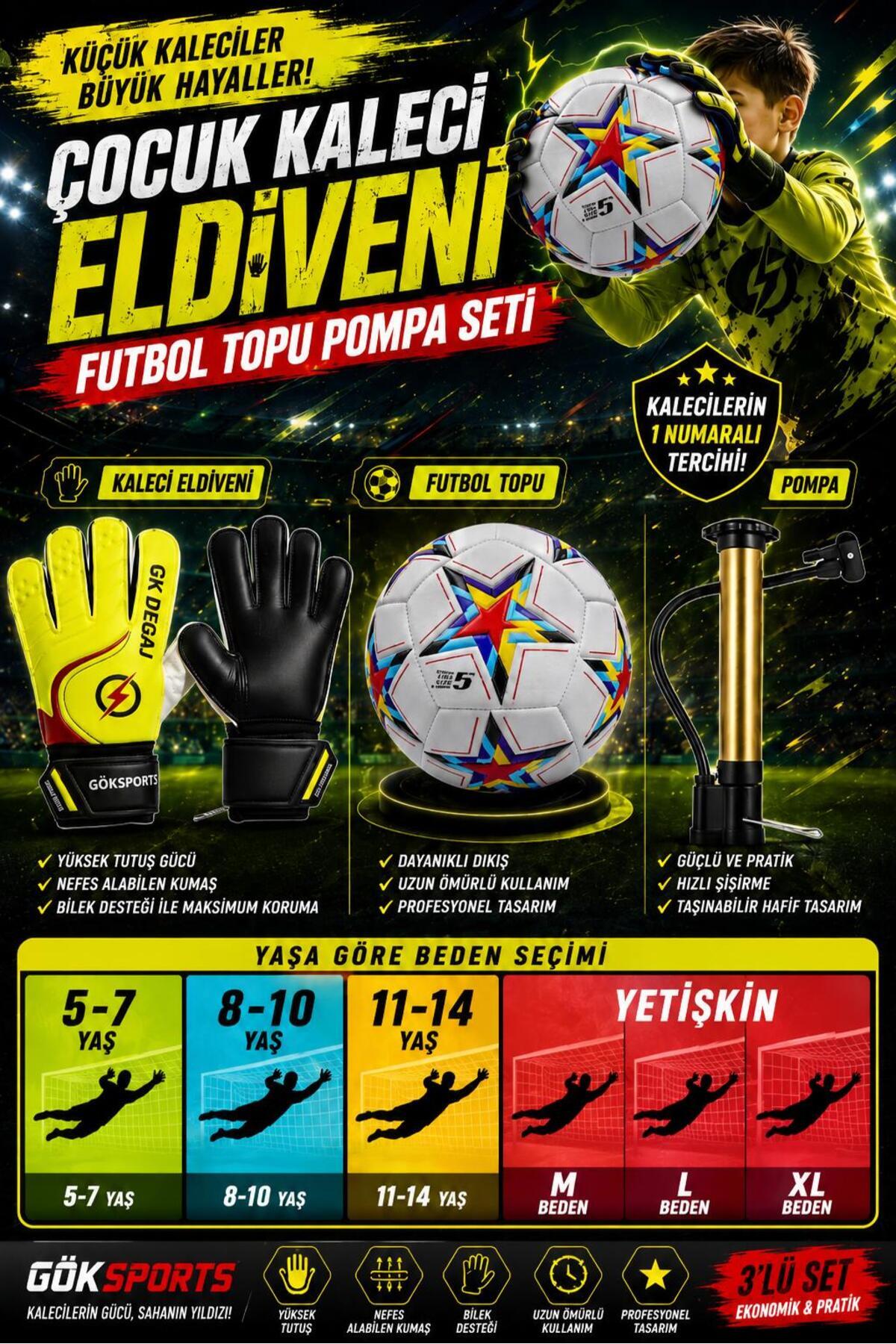 Degage Adult Kids Goalkeeper Gloves Wrist Bandaged Soccer Ball 5 Pump Tips