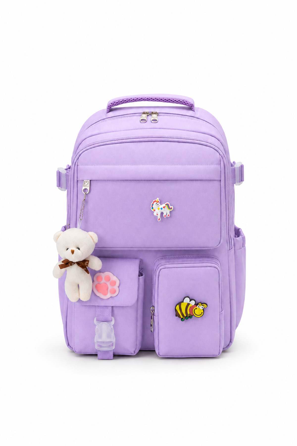Korean Style Orthopedic Custom Design Multi-Pocket Waterproof New Accessory Girl Boy School Bag LILAC