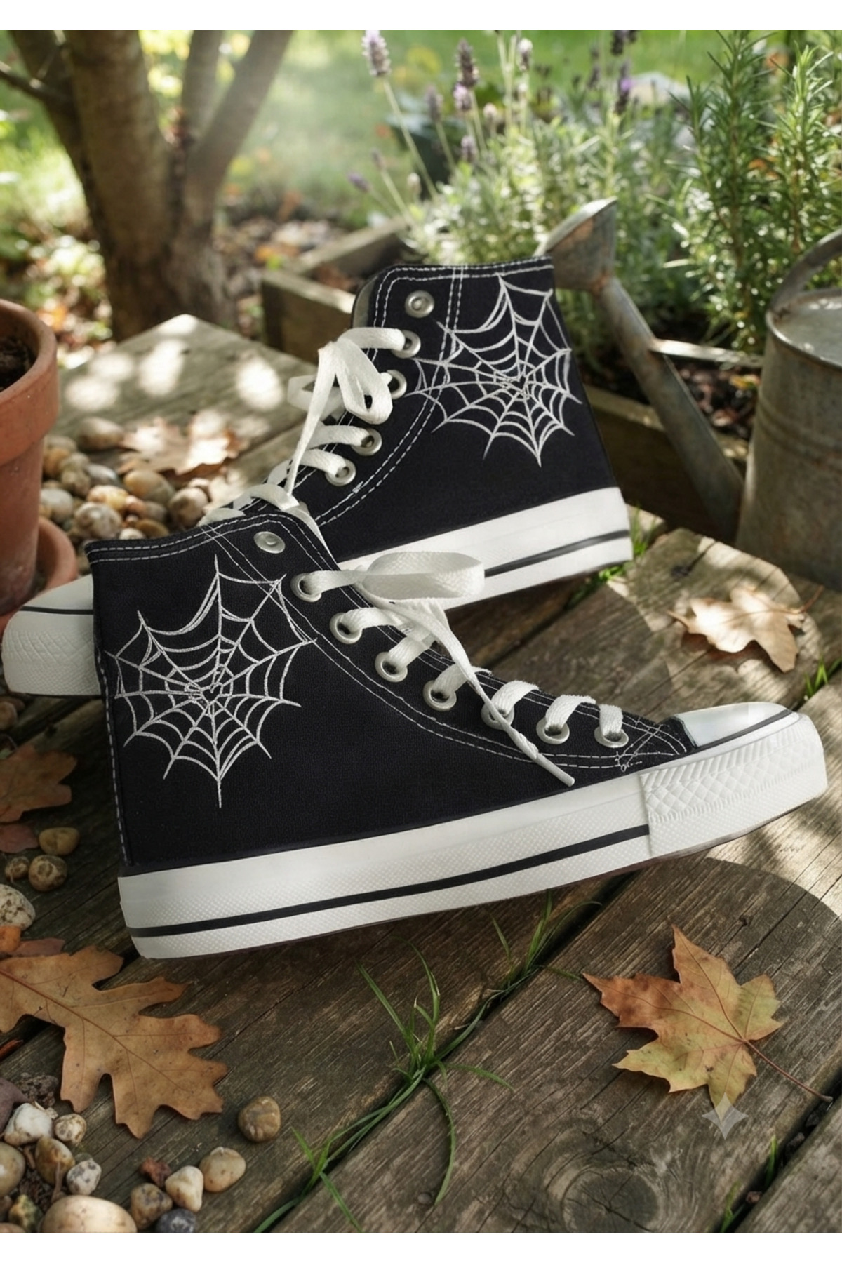 Lideral Heart Spider Web Baskılı Convers Unisex Boğazlı Bağcıklı Sneaker Günlük Rahat Ayakkabı görsel 2