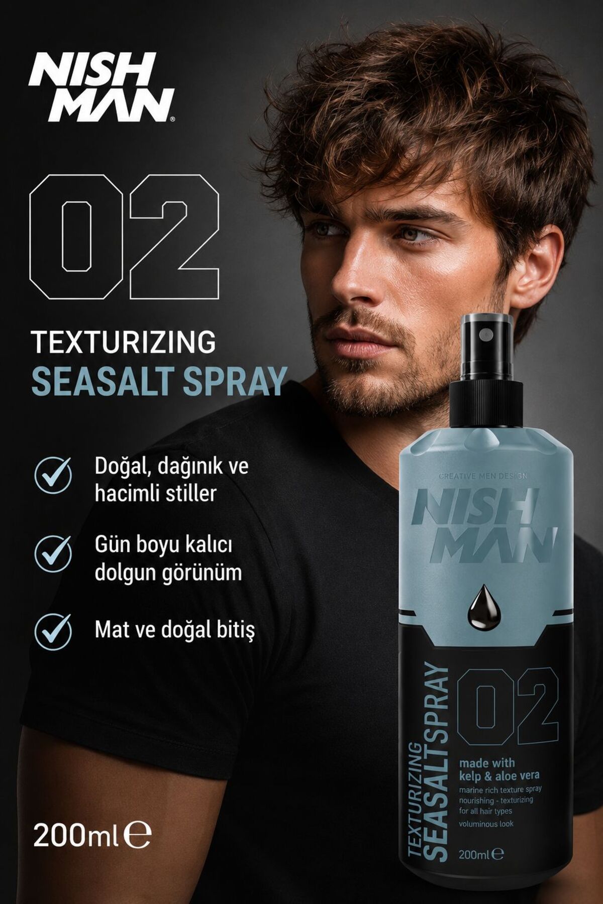 Deniz Tuzu Saç Spreyi 200 ml – Hacim, Doku ve Doğal Görünüm — NGSS2 — تصویر 2 از 6