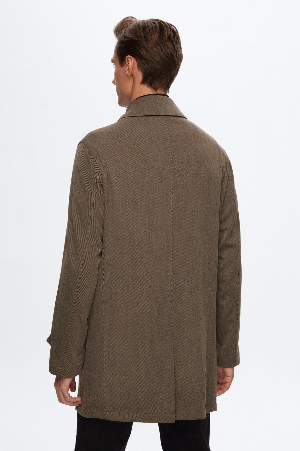 Damat Regular Fit Kahverengi Yün Karişimli Palto görsel 4