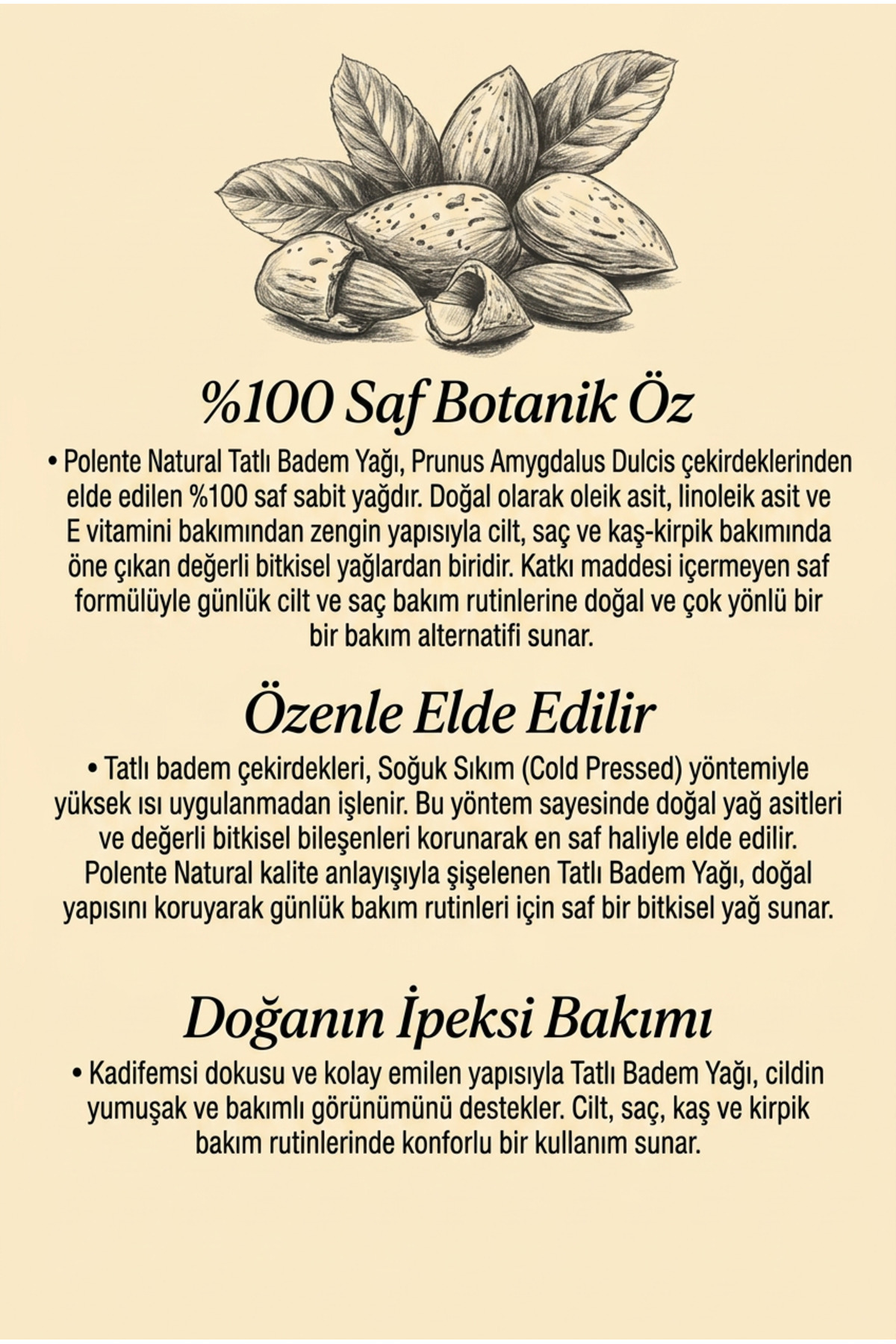 Tatlı Badem Yağı - Soğuk Sıkım (50 ml) — Prunus Amygdalus Dulcis Oil — تصویر 4 از 5