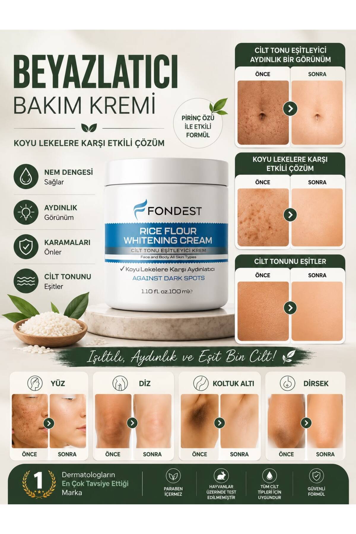 Koltuk Altı-Diz-Dirsek Ve Bikini Bölgesi Cilt Beyazlatıcı Krem 100 ml Skin Whitening Cream — 373730 — تصویر 4 از 5