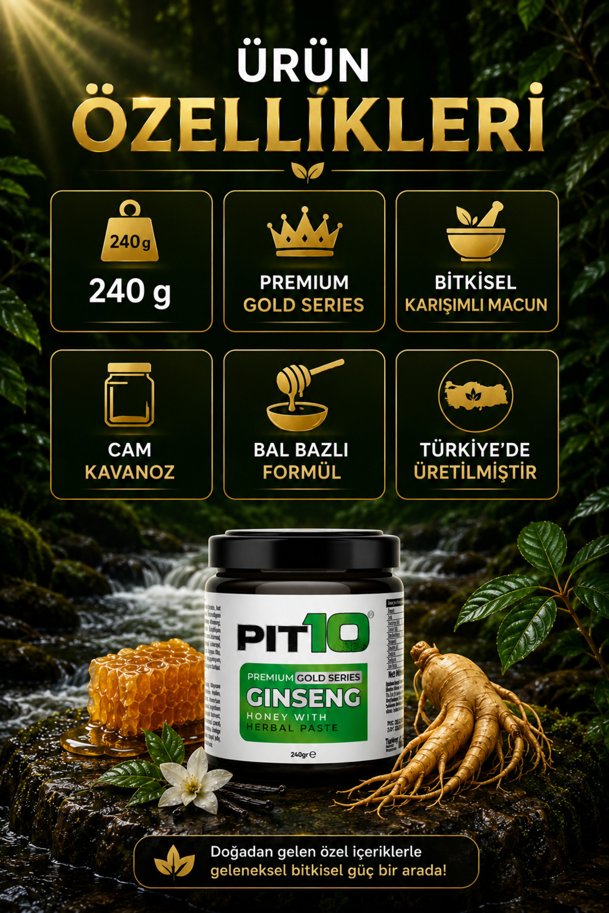 Ginseng, Panax, Tribulus Terrestris, Kuvvet Bitkisel Karışımlı Macunu Mesir Macun 240 gr — MUP — تصویر 7 از 8