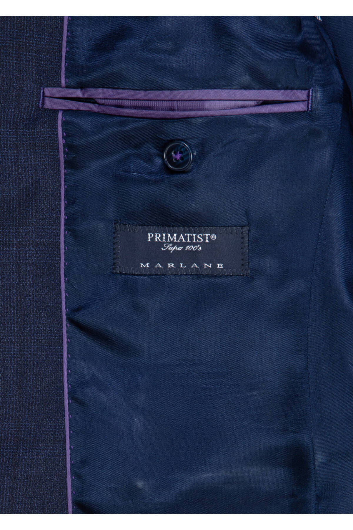 Ramsey Lacivert Kareli Zeroweight Slim Fit %100 Yün Takım Elbise görsel 8