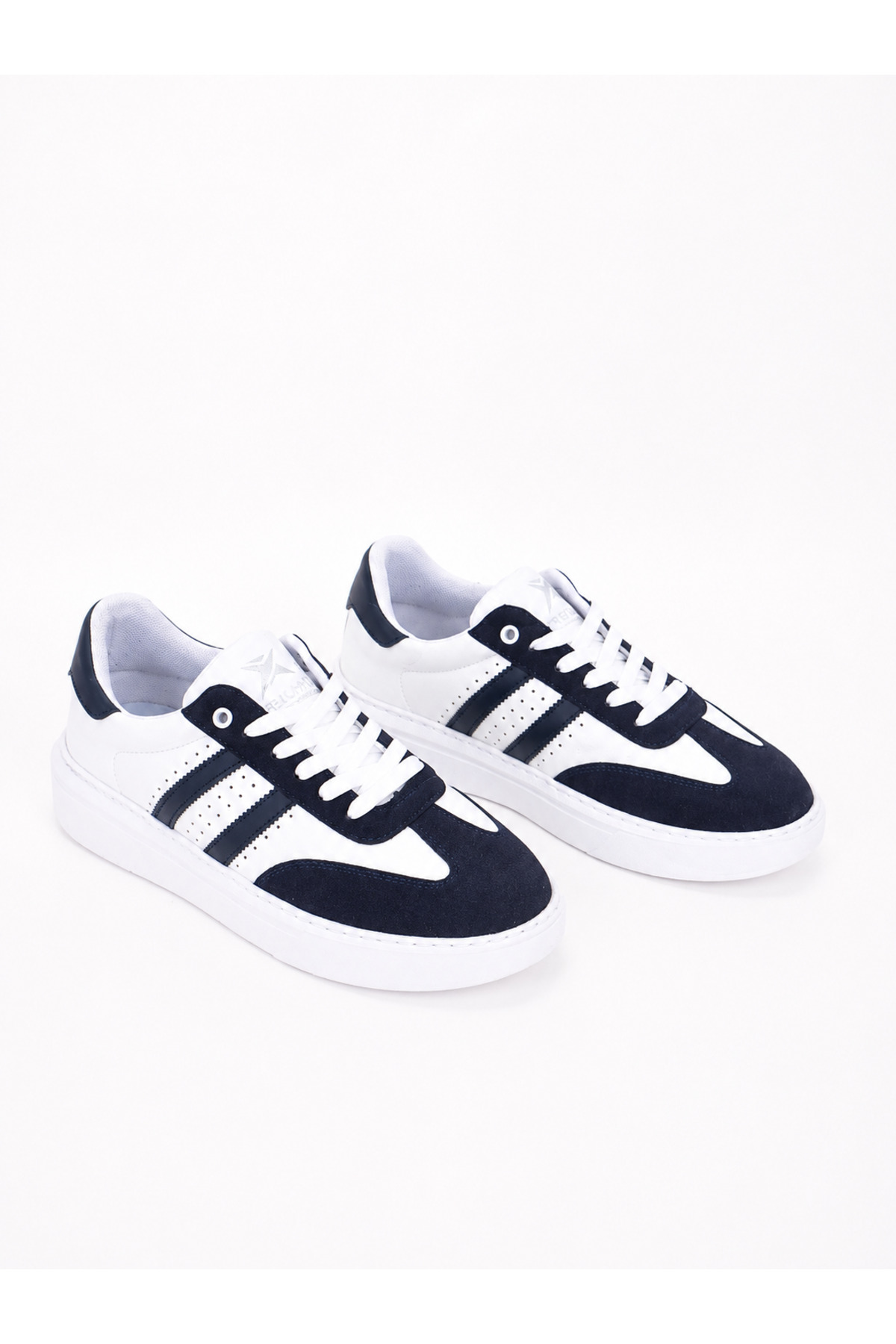TROVIX Premium Lacivert-Beyaz Erkek Sneaker, Suni Deri & Süet, Beyaz EVA Taban görsel 2