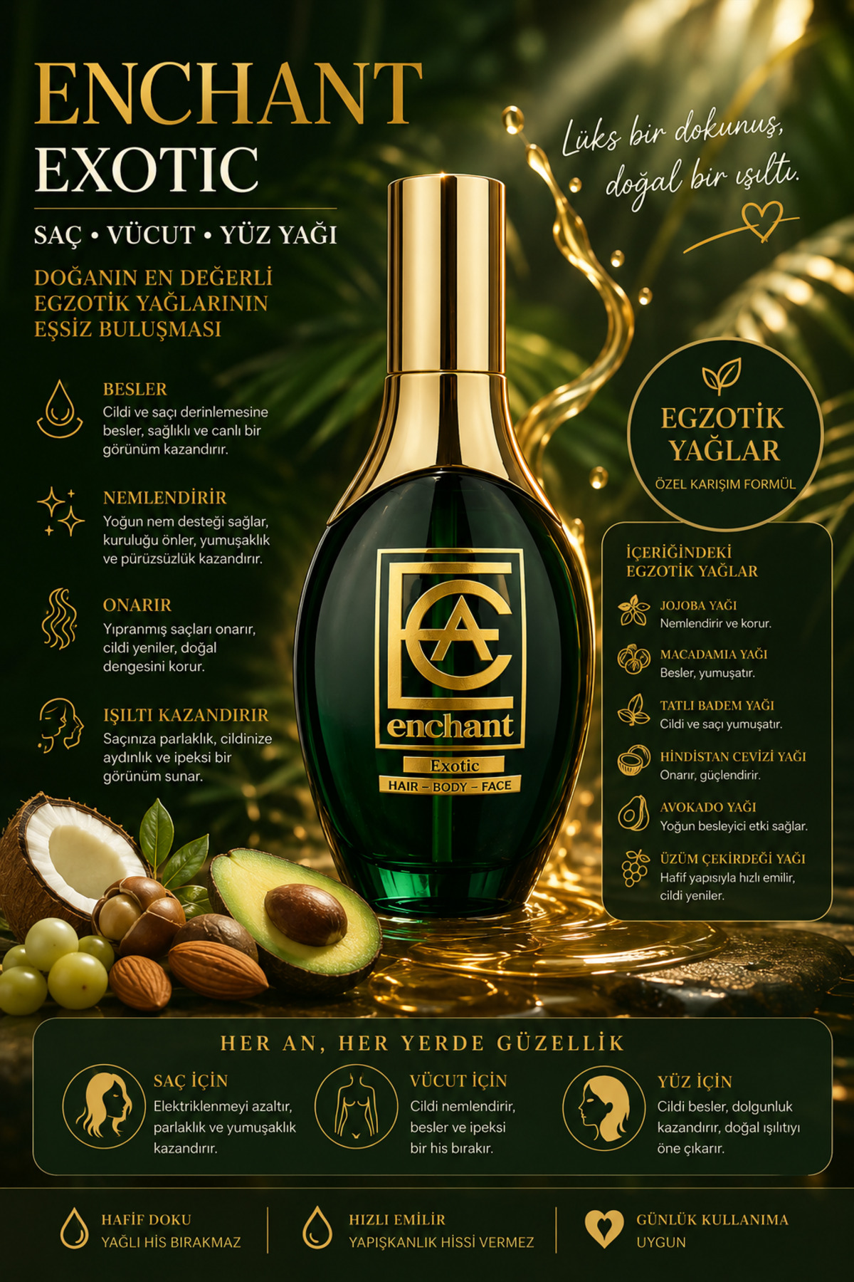ENCHANT Exotic Hair-Body-Face Oil - Fiyatı, Yorumları