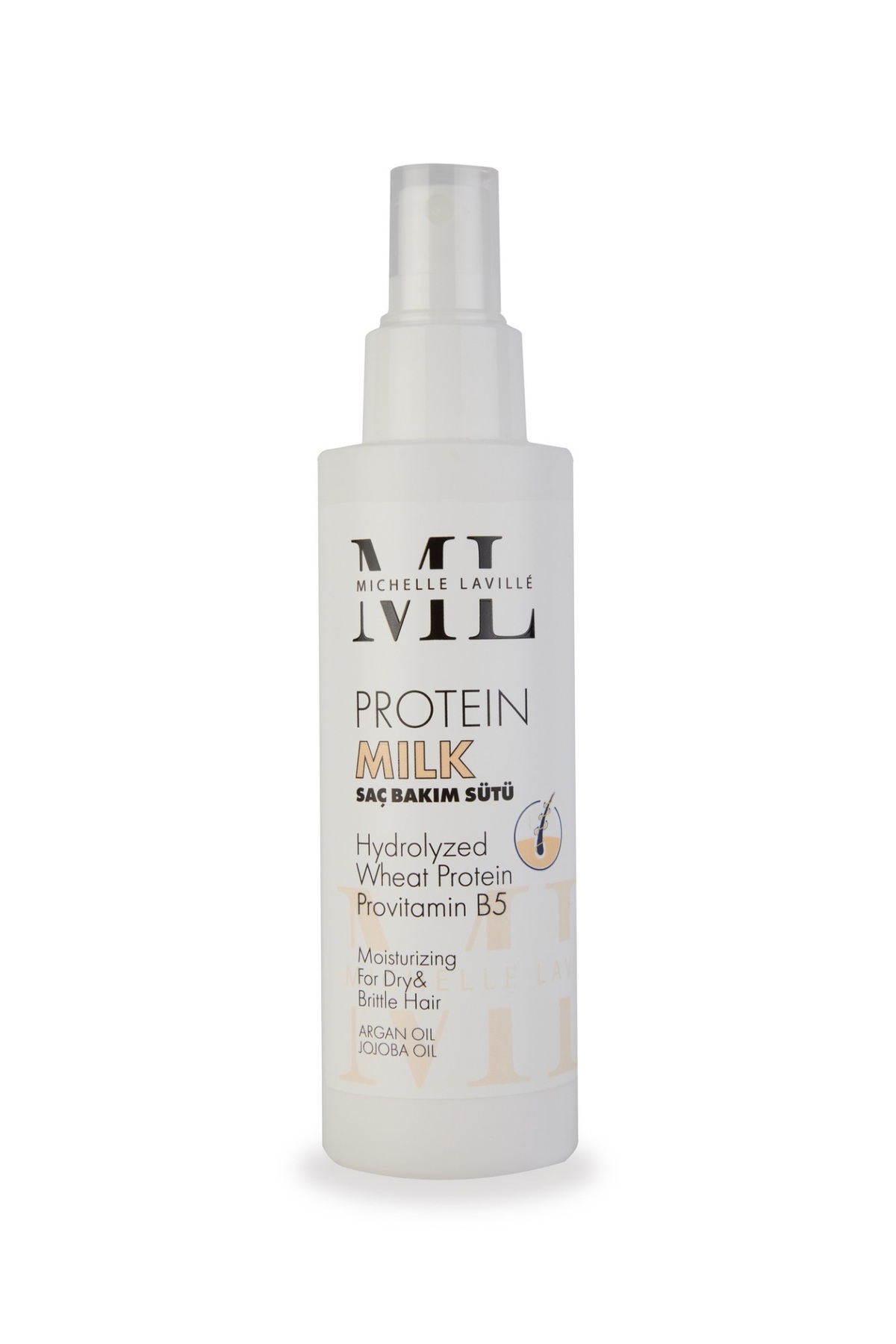Michelle Laville Protein Saç Sütü 150 ml | Saç Bakım Sütü Spreyi | Kolay Saç Tarama | Güçlendirici & Besleyici Saç Bakımı | Argan & Jojoba Yağlı — 8684308445408
