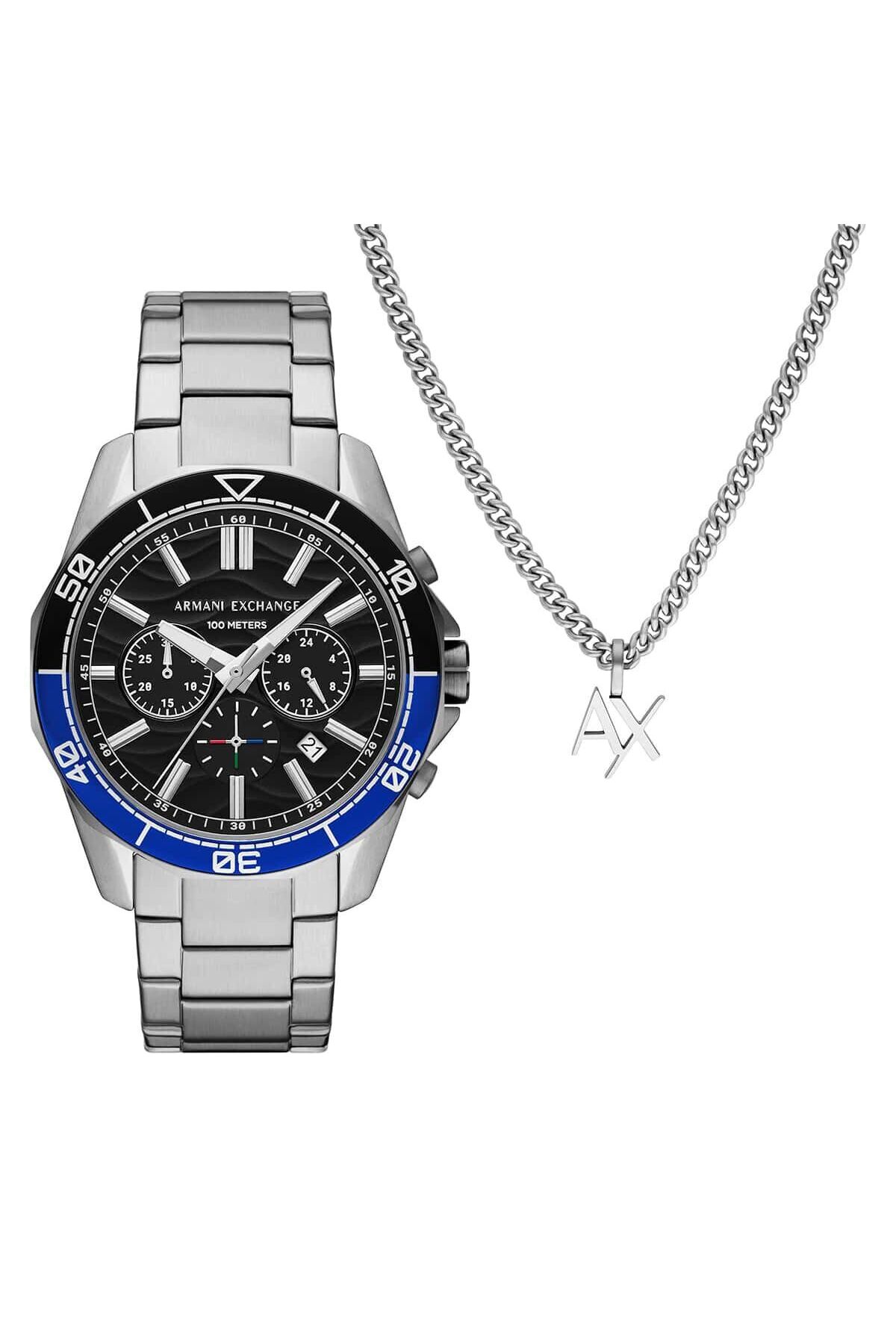 ست ساعت و گردنبند مردانه AX7166SET آرمانی اکسچنج ست ساعت مچی Armani Exchange